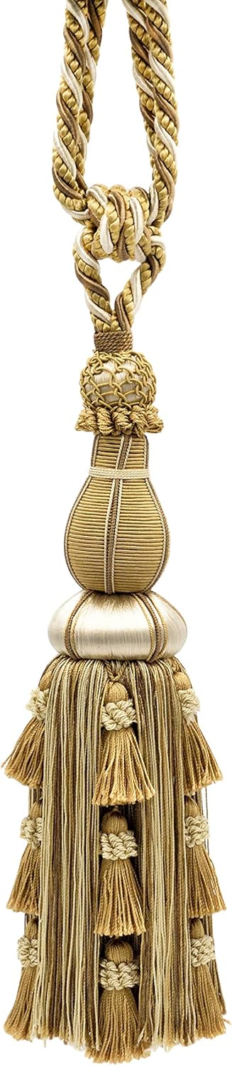 Large Elegant Curtain Tassel Tieback 12 Tassel Almond Beige