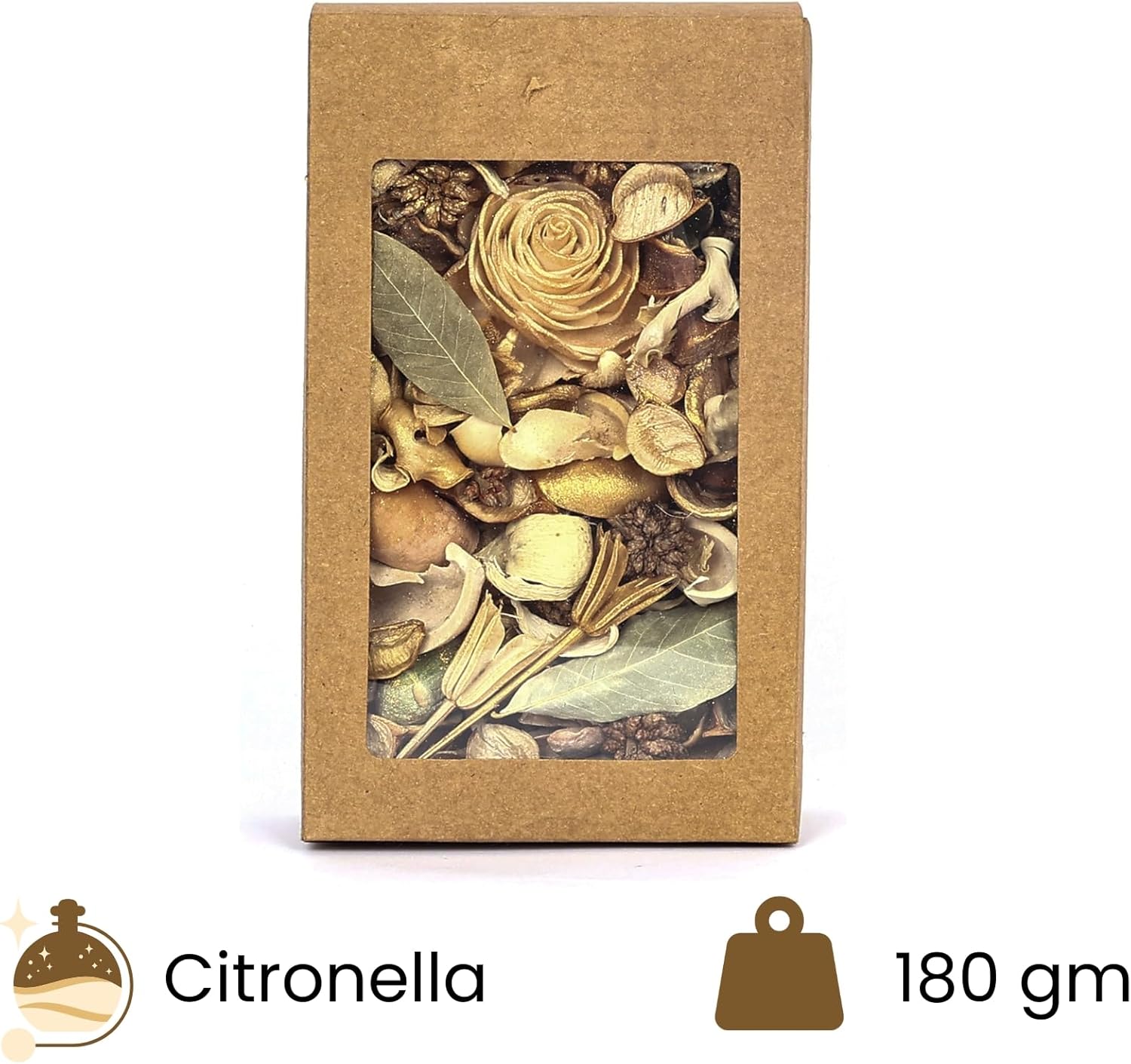 Natriel Citronella Potpourri Natural Dried Flowers Seeds 180gm Home Fragrance Box Gold