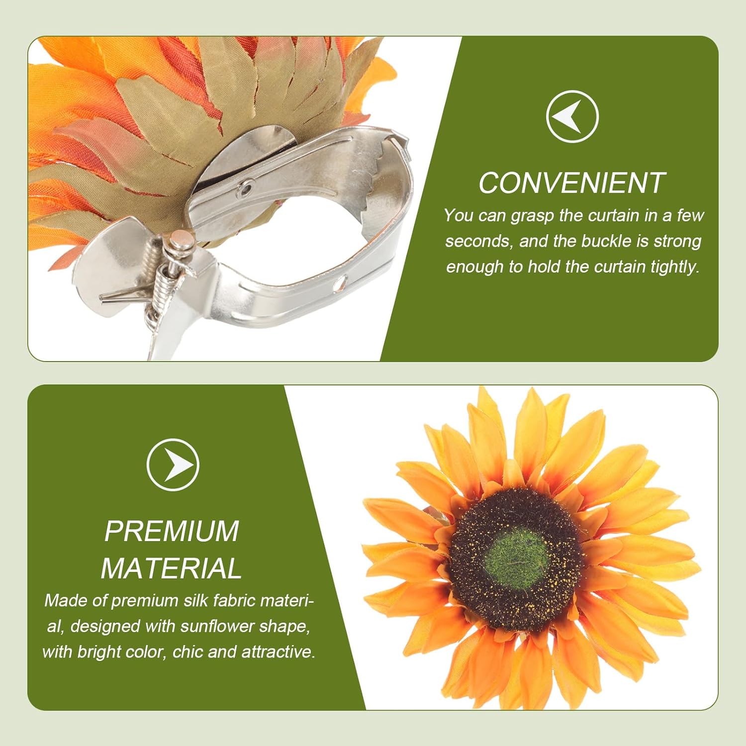 2Pcs Sunflower Curtain Tiebacks for Home Office Decor