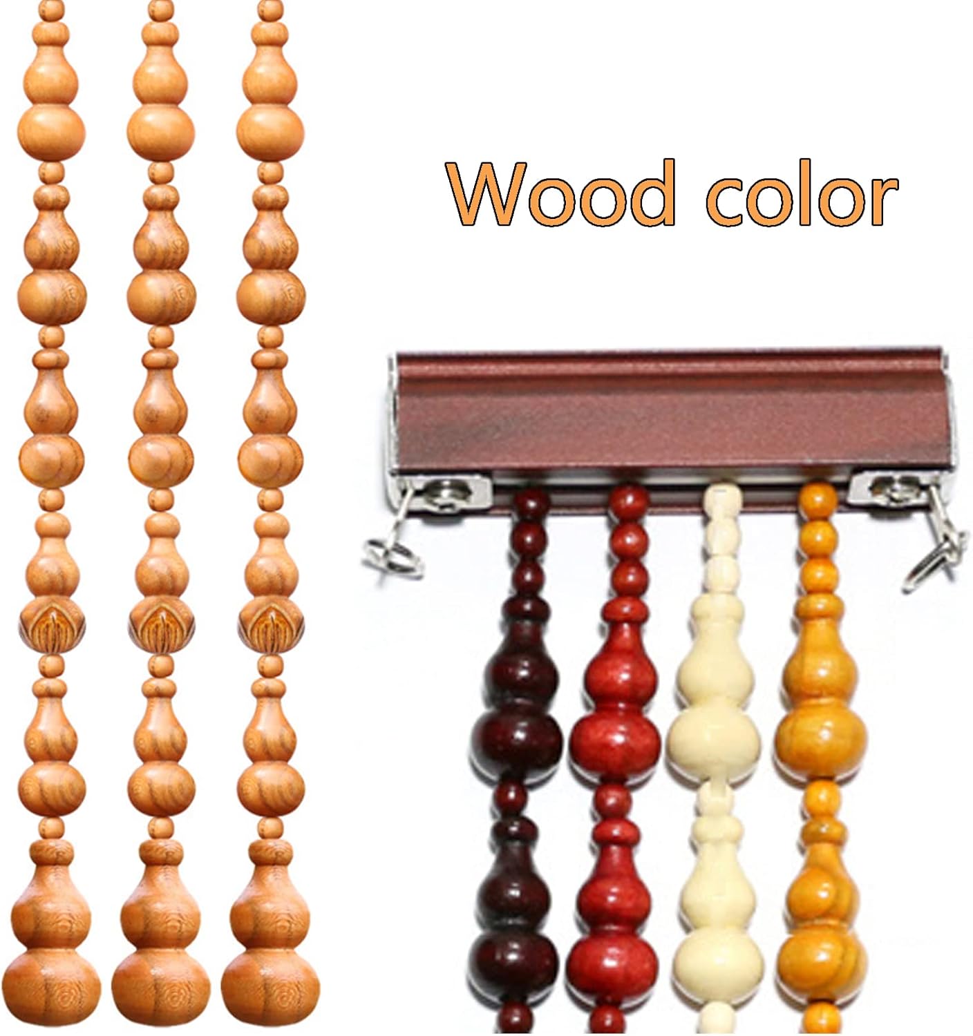KDDEON Wood Beaded Door Curtain Panel 25 Strands 335x61in