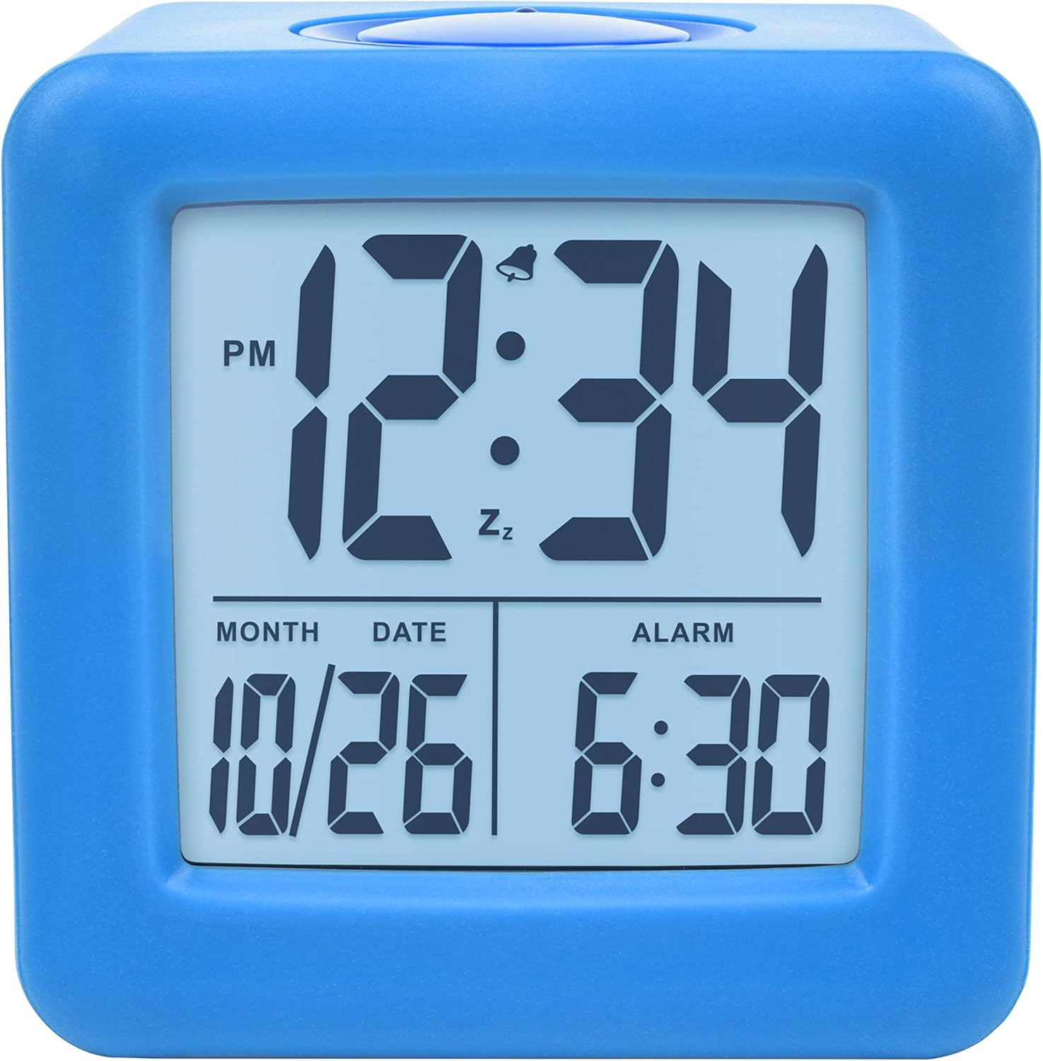 Equity 73005 Blue Soft Cube LCD Alarm Clock with Smart Light 1