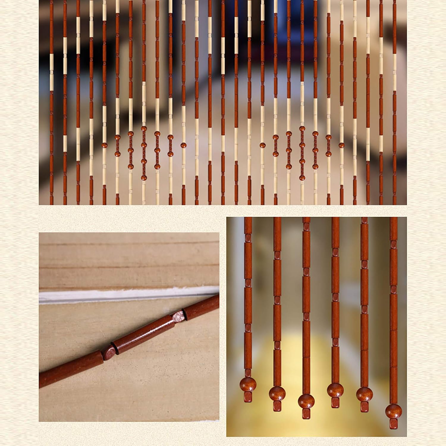 Bamboo Wood Bead Curtain with 27 Lines