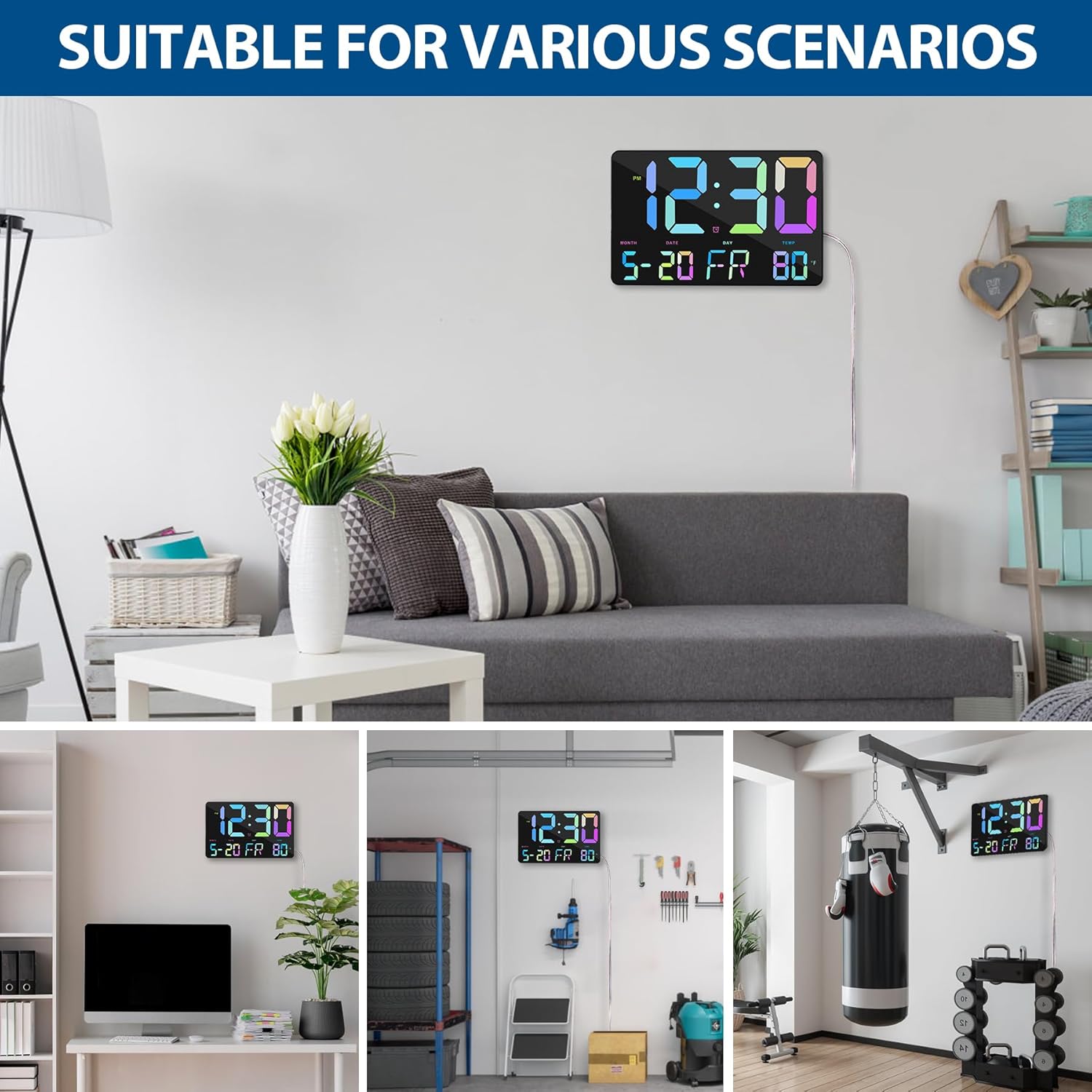 SZELAM Digital Wall Clock with Remote Control