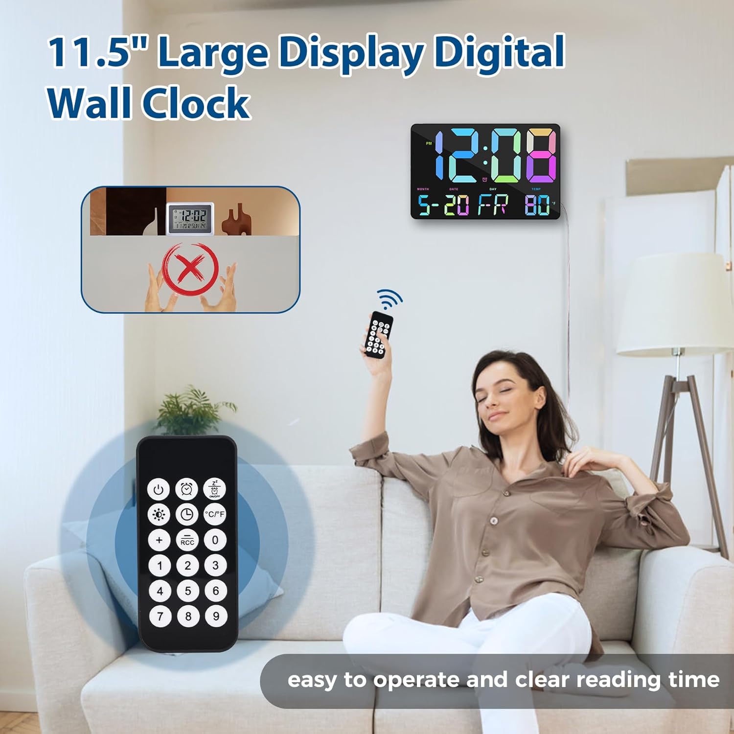 SZELAM Digital Wall Clock with Remote Control