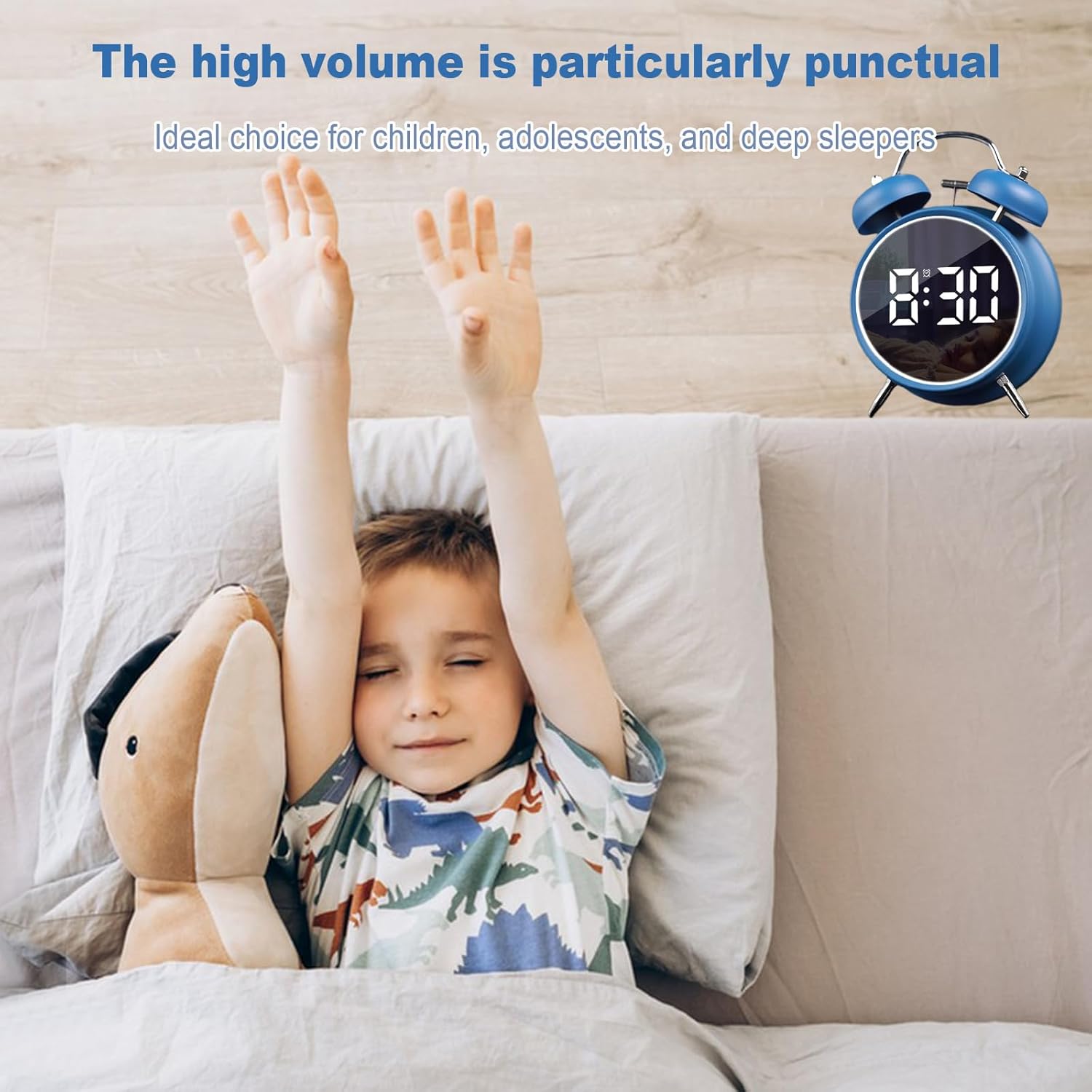 JUSTUP Loud Alarm Clock with LED Display and Night Light