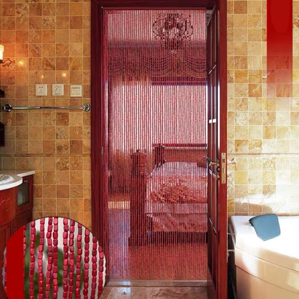 ZHOUXIAO 90 Strand Bamboo Beaded Curtain with Rods