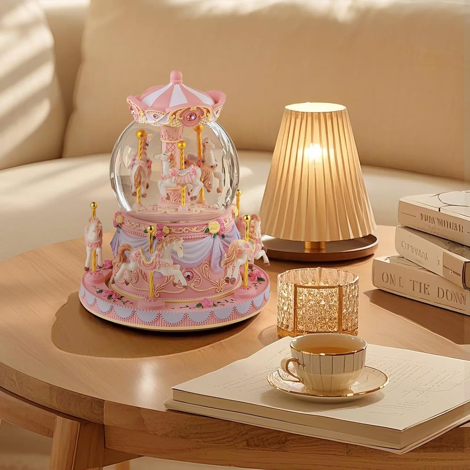 Carousel Snow Globe Music Box Birthday Gift for Girls