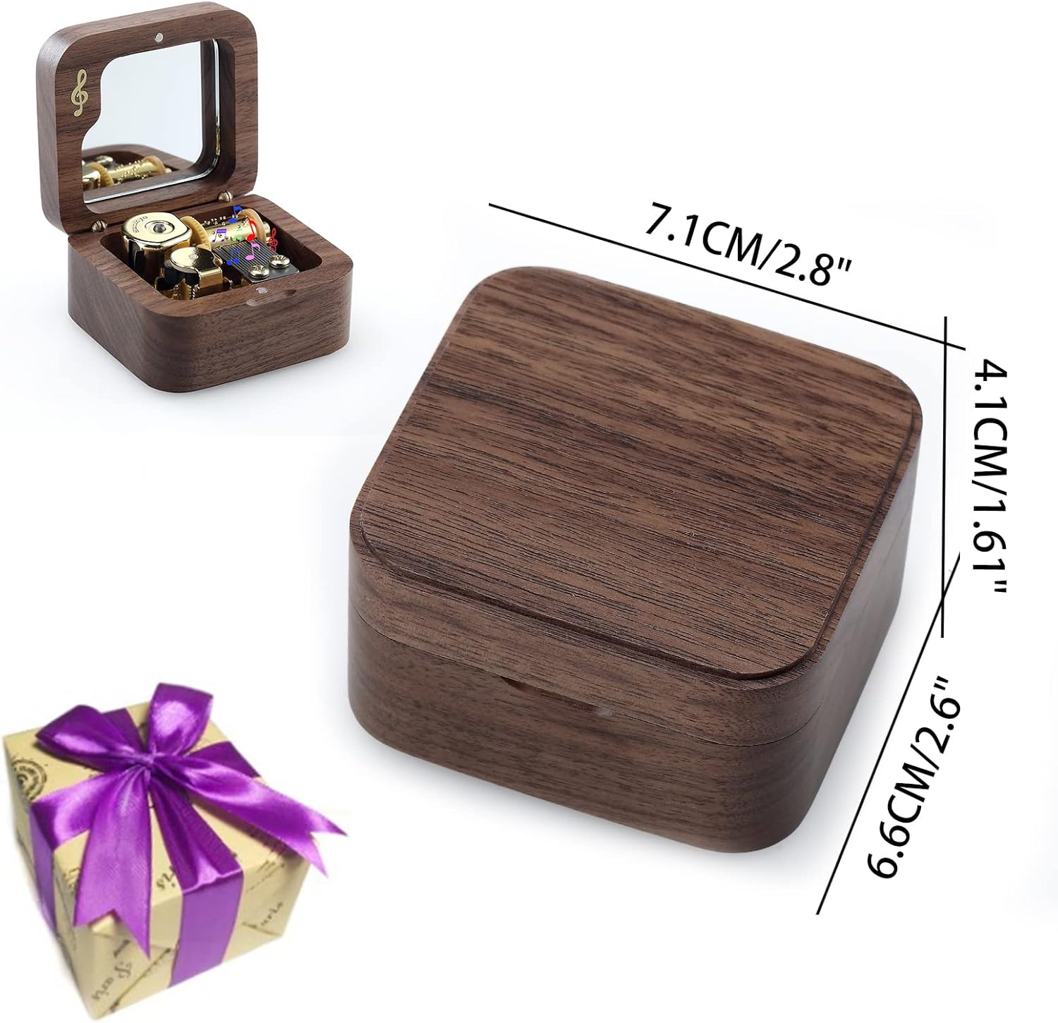 Wooden Wind-up Music Box with You Are My Sunshine Tune