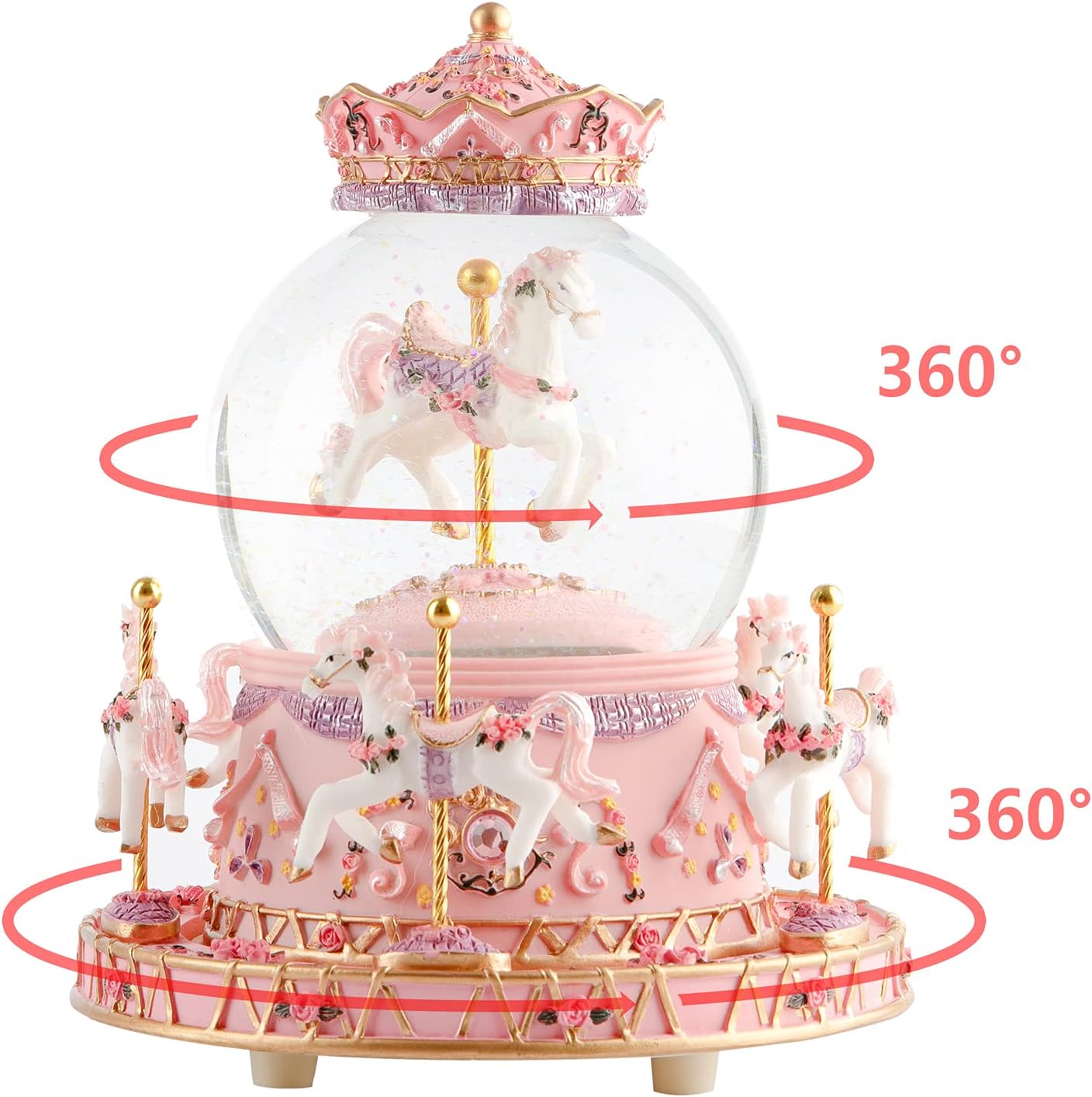 Musfunny Carousel Snow Globe Music Box with LED Lights