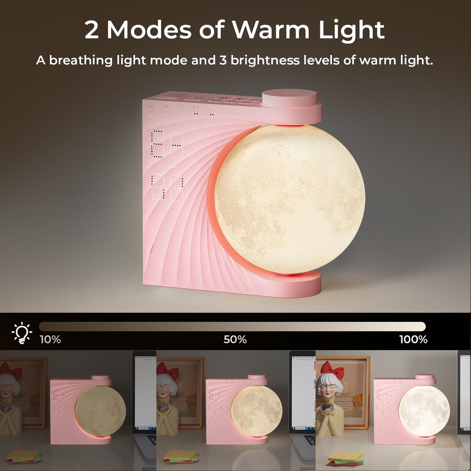 Sunrise Alarm Clock with Moon Lamp and 10 Fairy Sounds