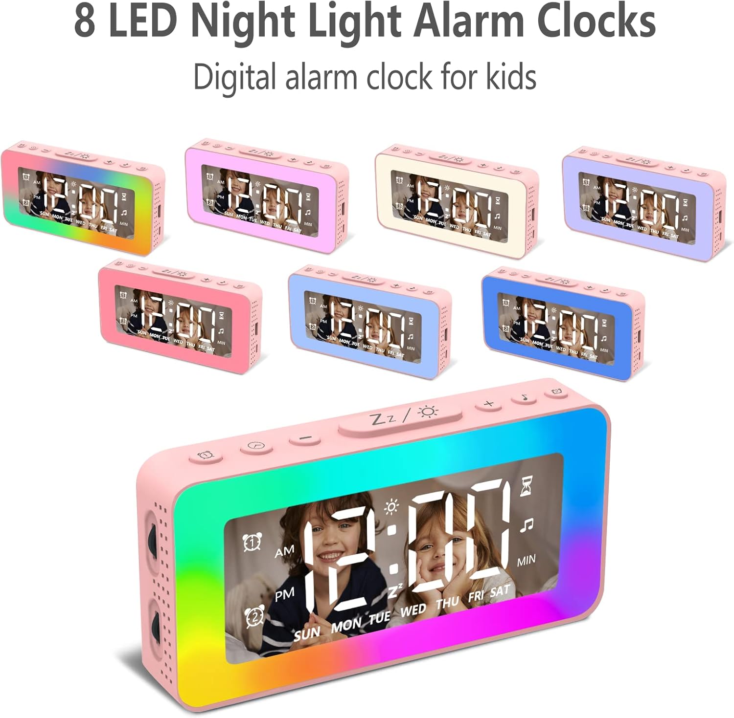 SPLITSKY Kids Alarm Clock with RGB Night Light and White Noise