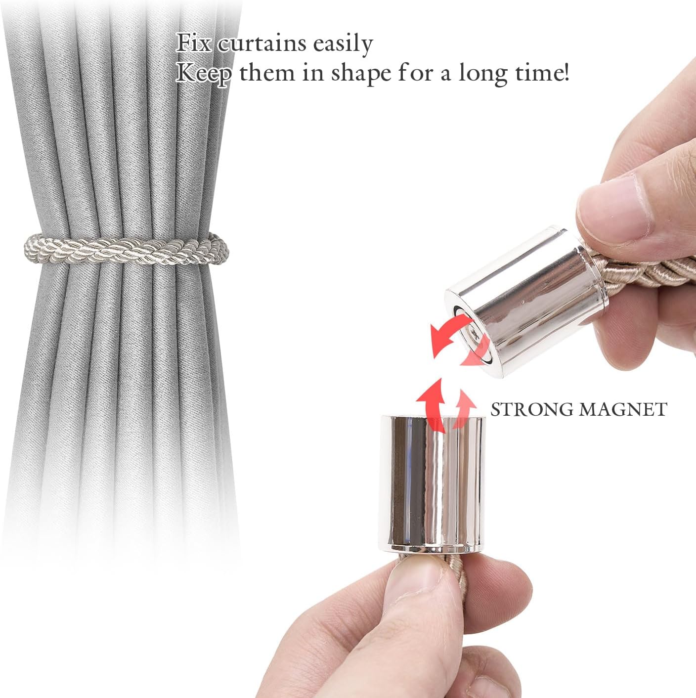 NICEEC 2 Pack Magnetic Curtain Tiebacks Modern Beige Design