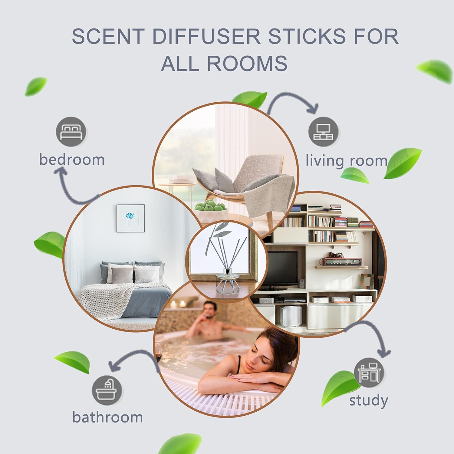 HOSSIAN 50PCS Reed Diffuser Sticks Fragrance Decor