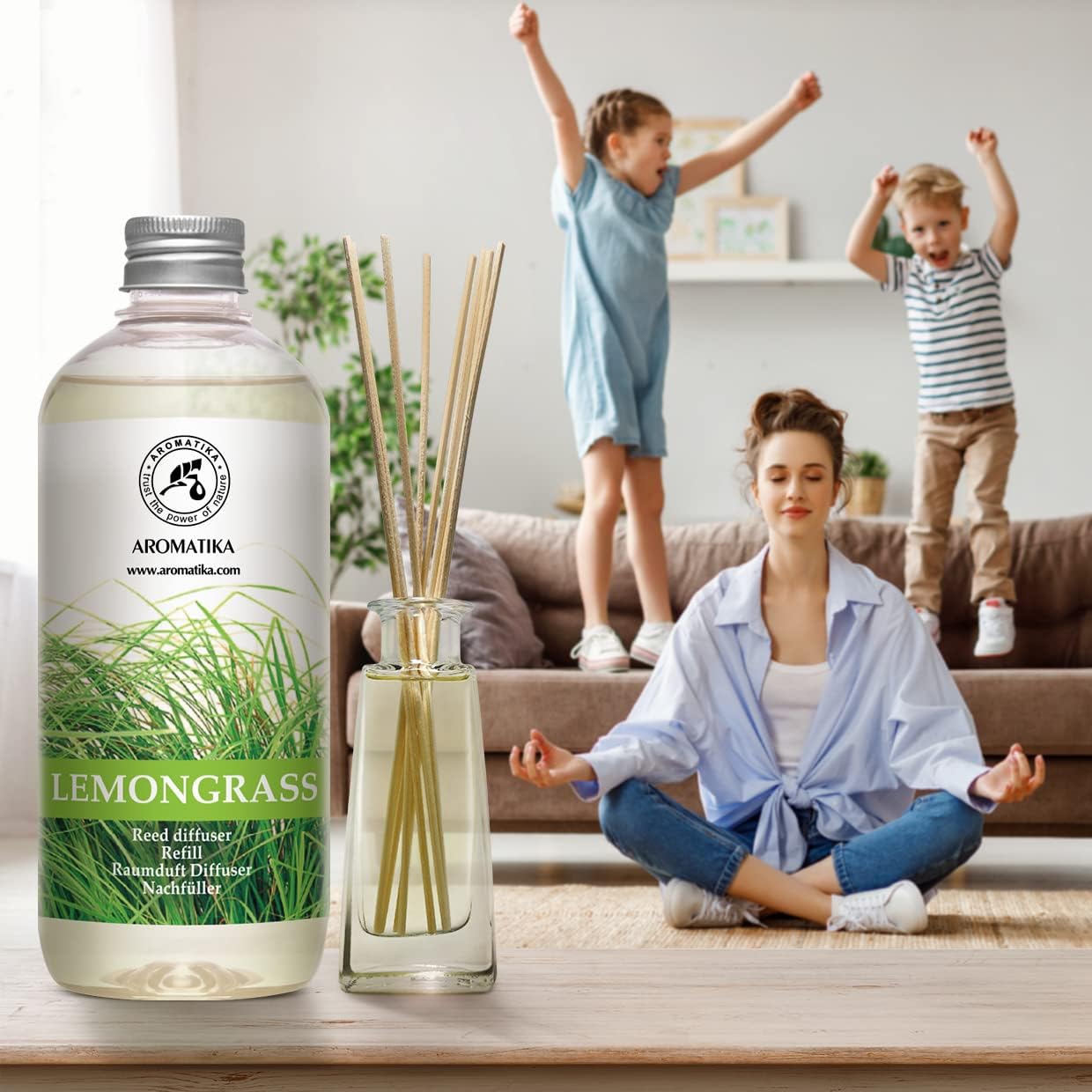 Lemongrass Reed Diffuser Refill 17 Fl Oz Natural Essential Oil
