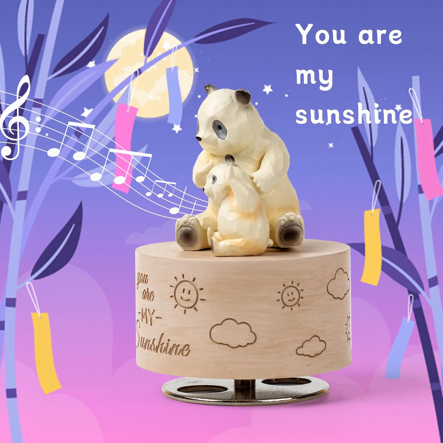 Panda Music Box Figurine with You Are My Sunshine Song