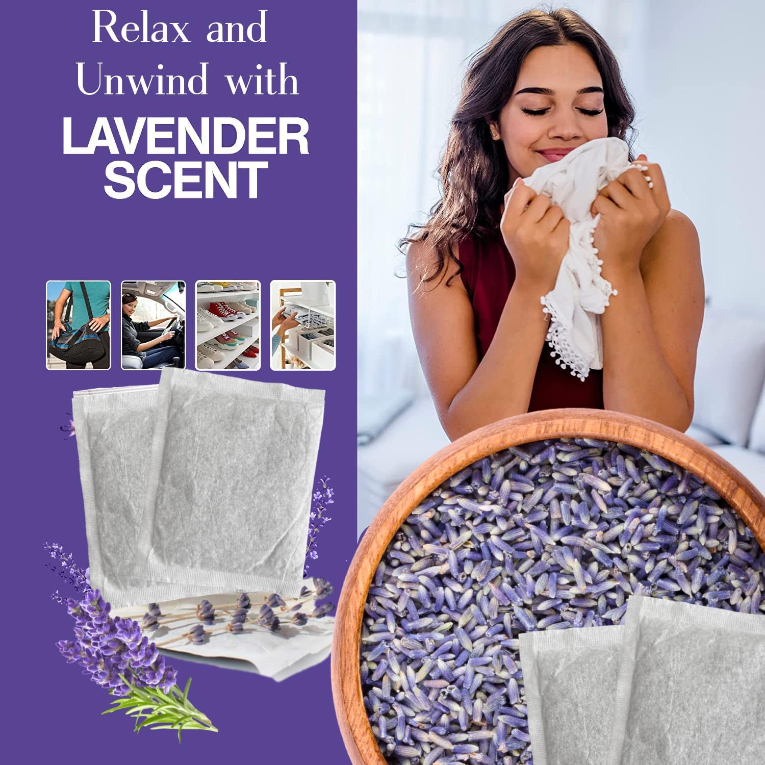 Ultra Essentials Lavender Sachet 6 Pack Natural Fragrance