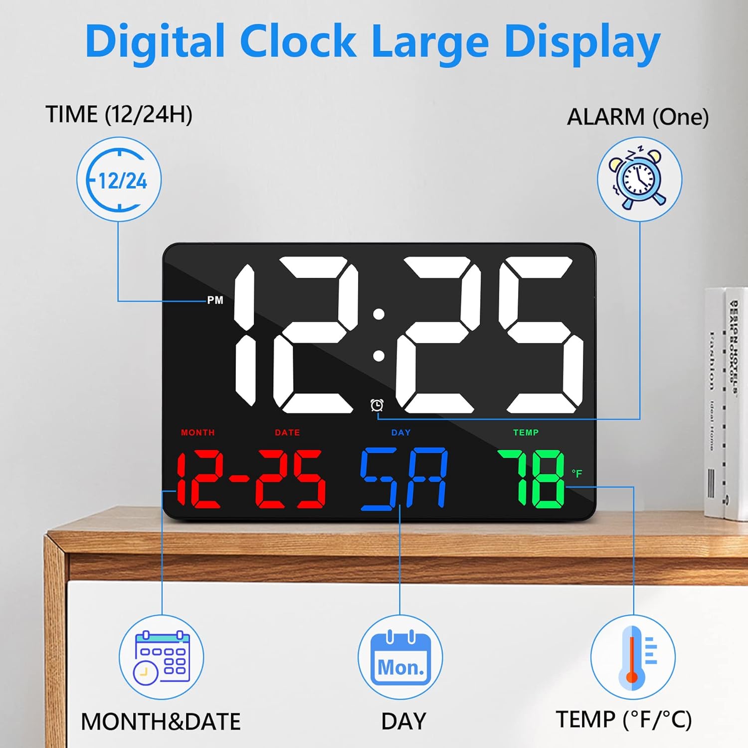 Ygdigital 115 Inch LED Digital Wall Clock with Remote Control