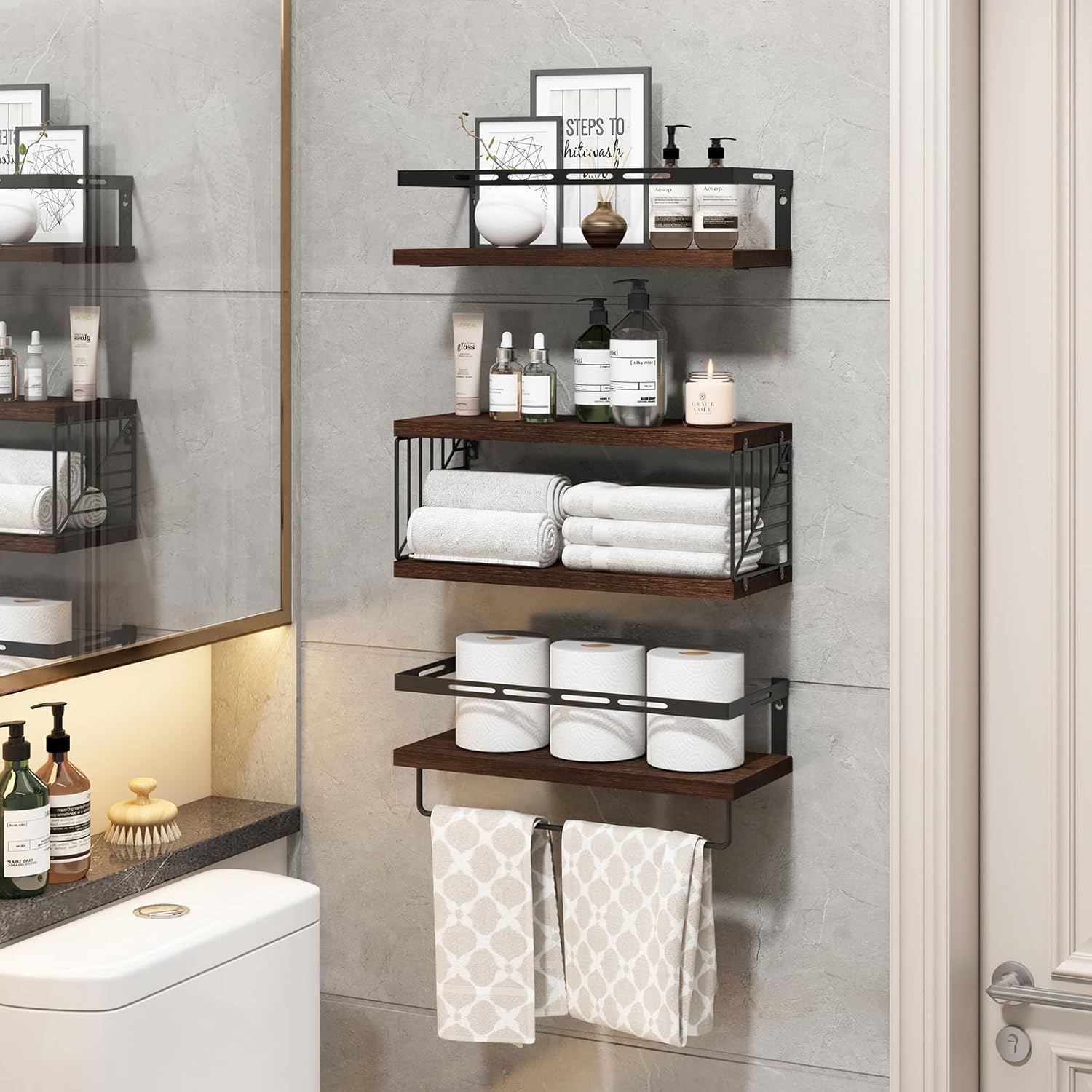 Fixwal 31 Tier Floating Wall Shelf Over Toilet