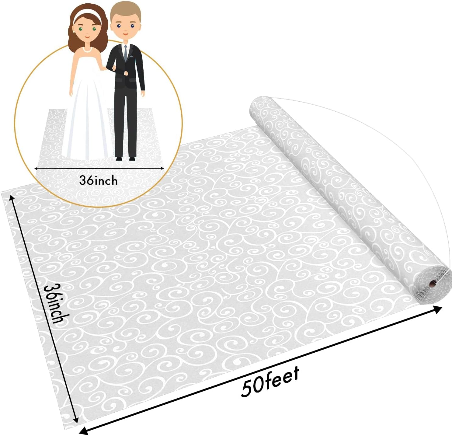 Frenzybird Aisle Runner for Wedding 3x50 Feet White Carpet