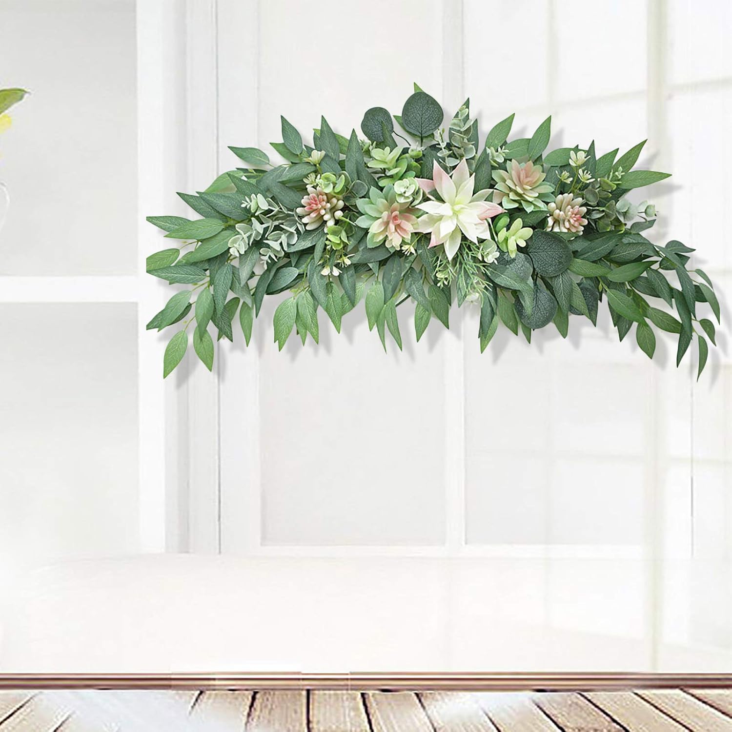 276inch Artificial Eucalyptus Swag with Faux Succulents