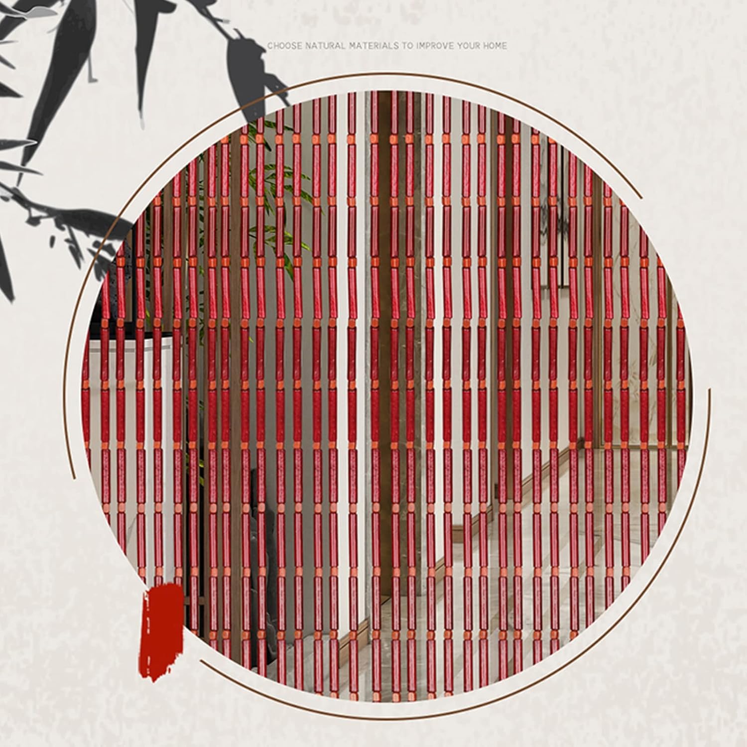 Bamboo Beaded Door Curtain Decorative Panel