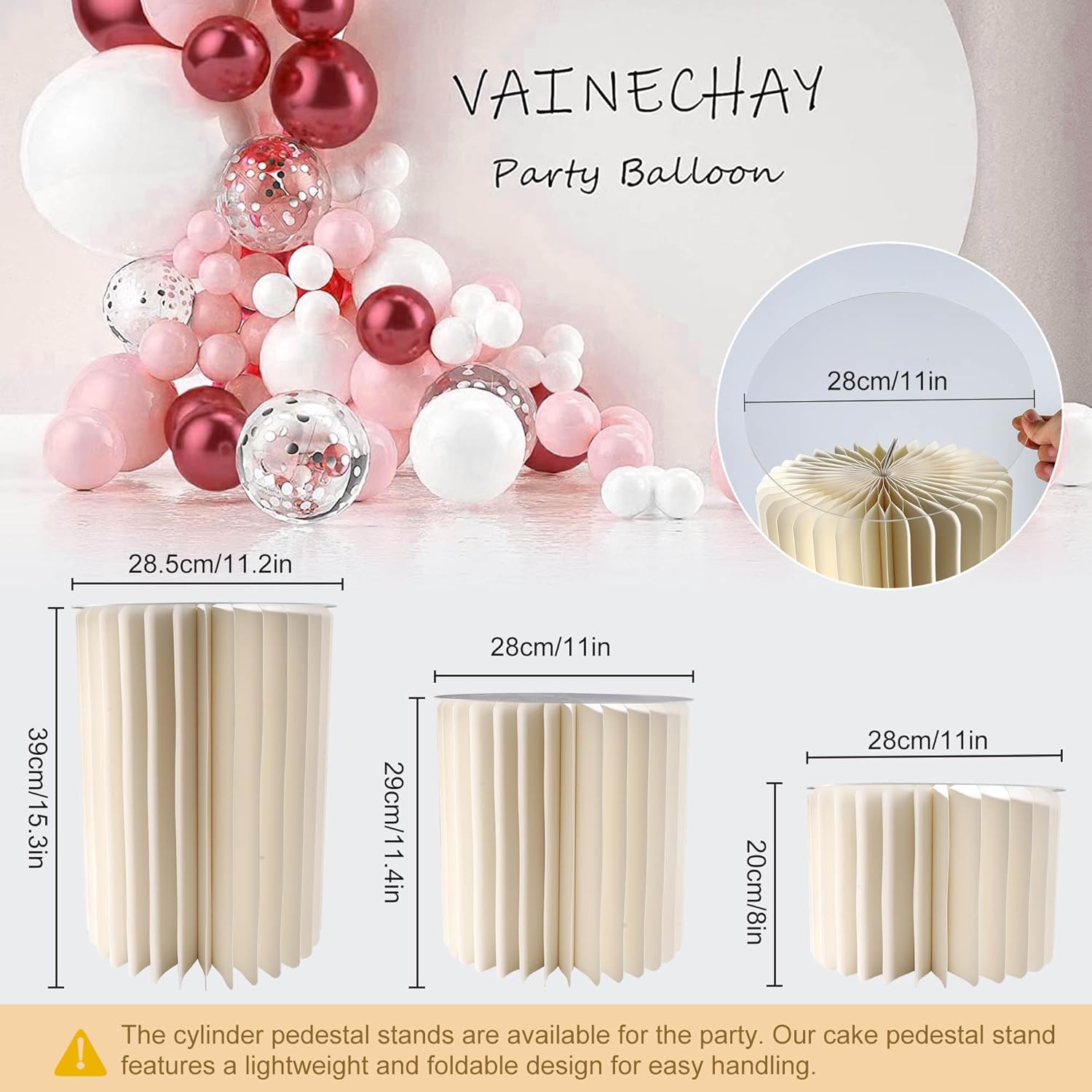 3PCS Height Adjustable Cylinder Pedestal Stand for Party