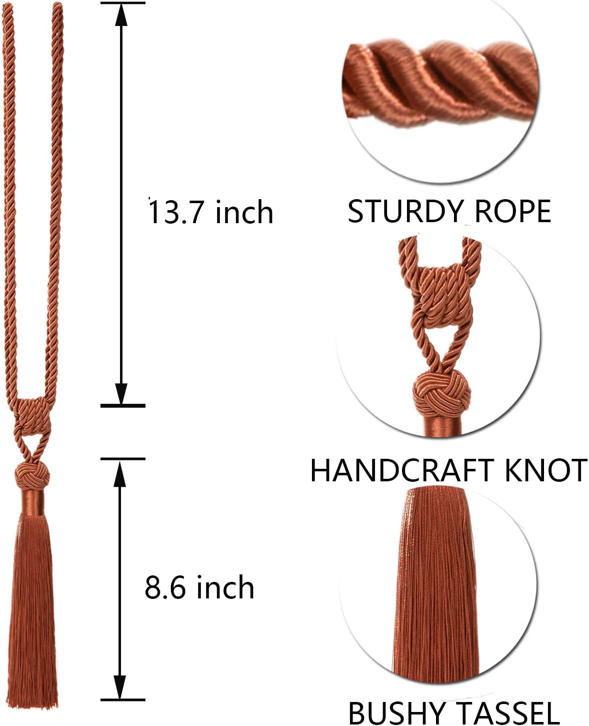 BEL AVENIR Curtain Tiebacks 4 Pack Orange
