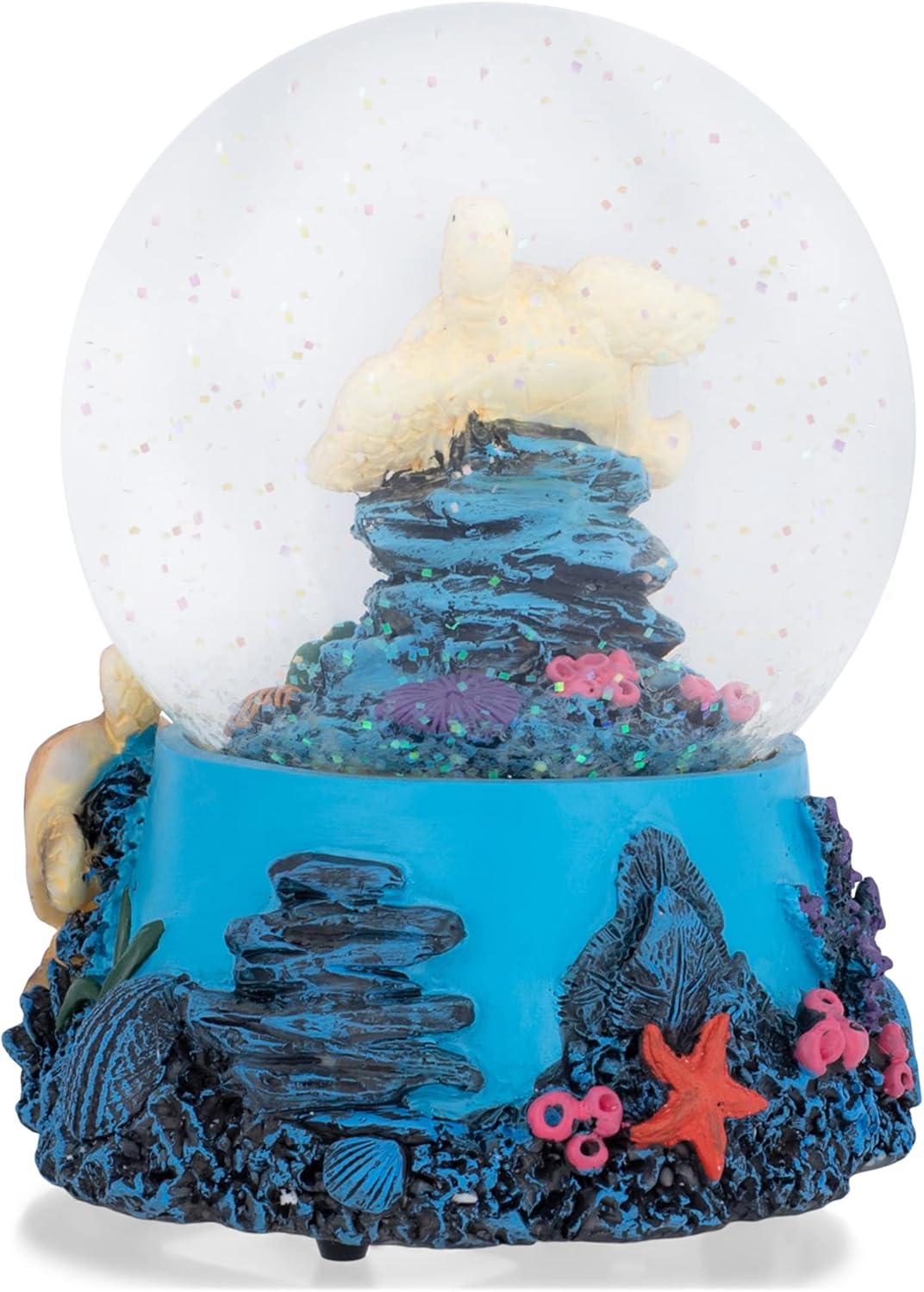 Elanze Designs Musical Glitter Snow Globe with Sea Turtle Decoration