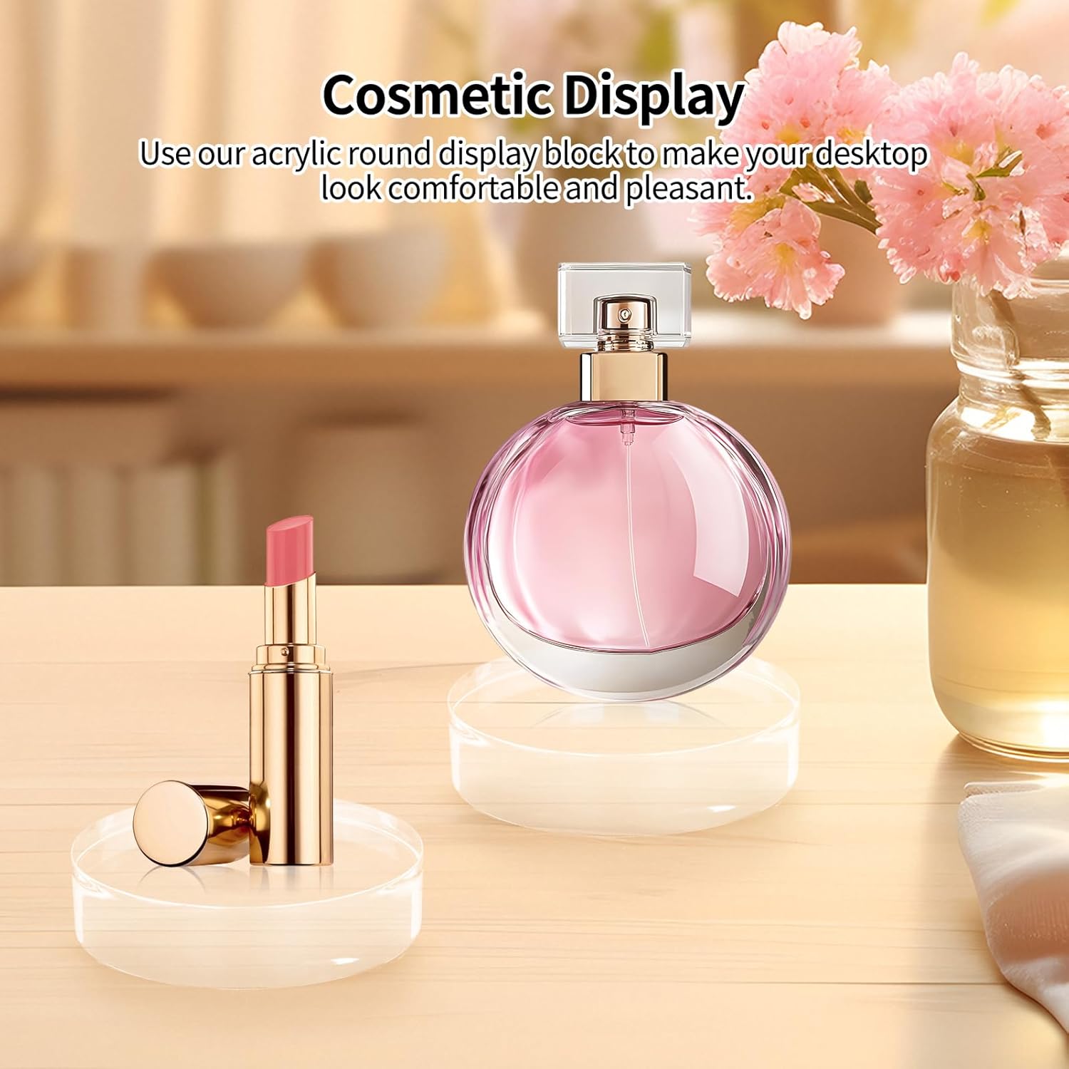 4 Pack Acrylic Round Display Blocks for Table Showcases
