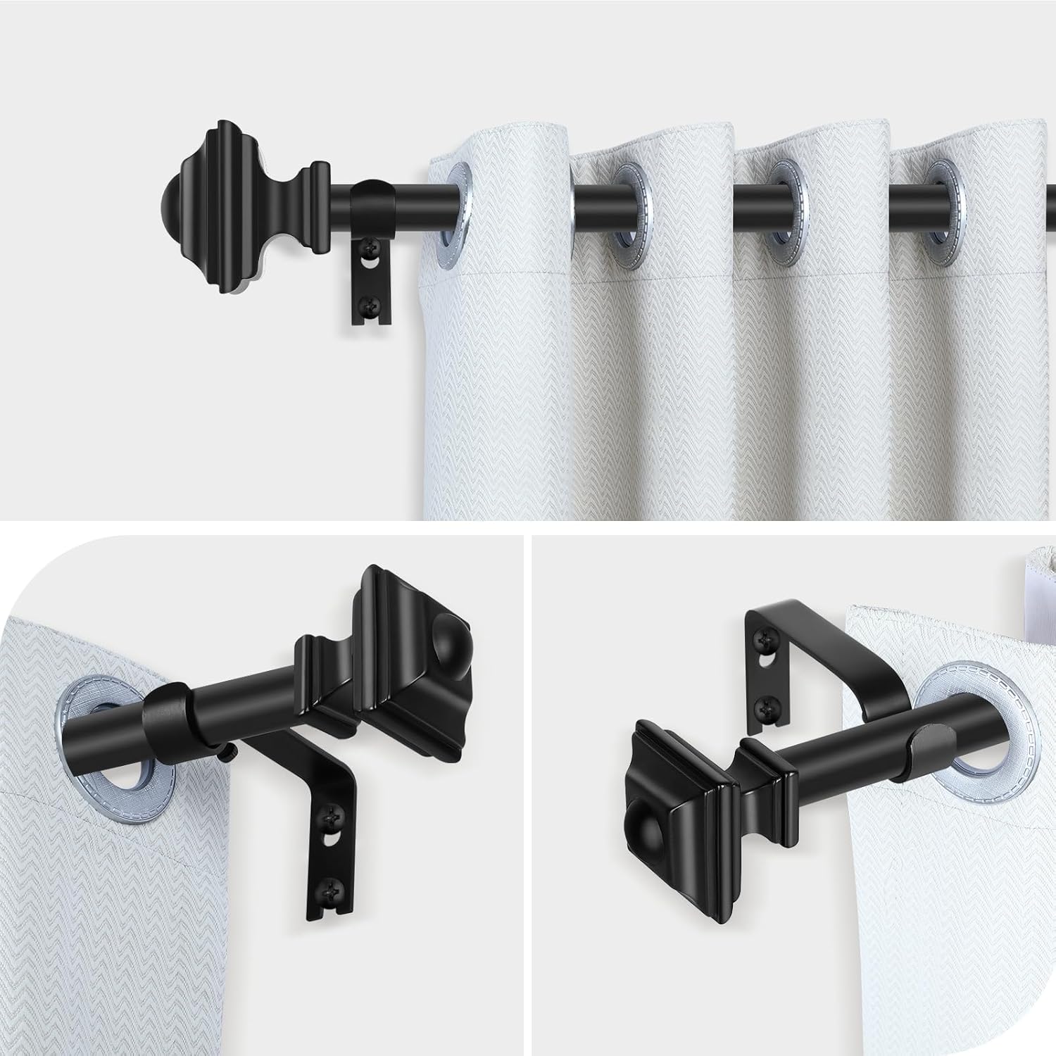 JRZOO Black Curtain Rods 18-45 34 Inch Diameter