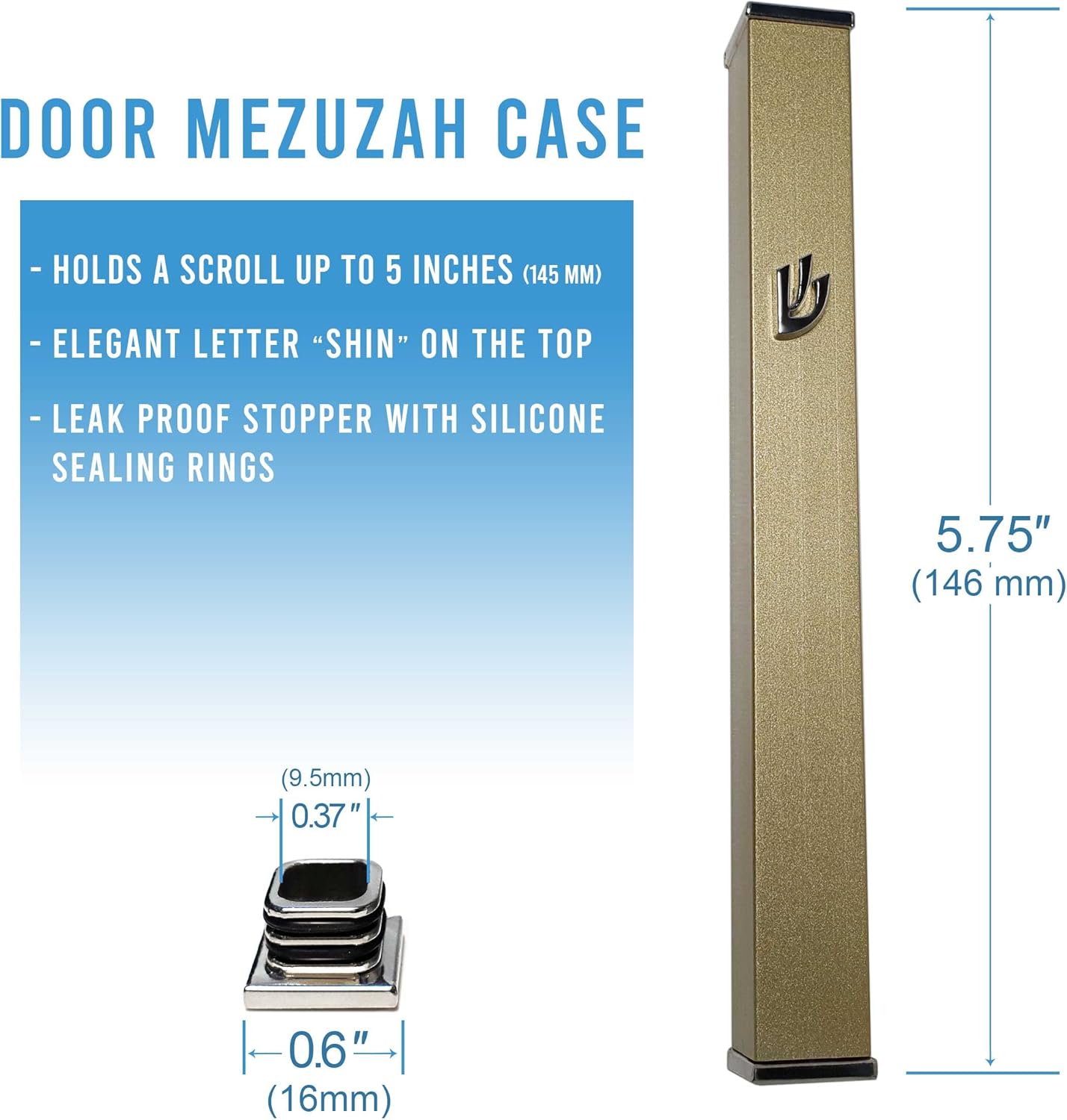 Elegant Modern Door Mezuzah Case Taupe Self Stick