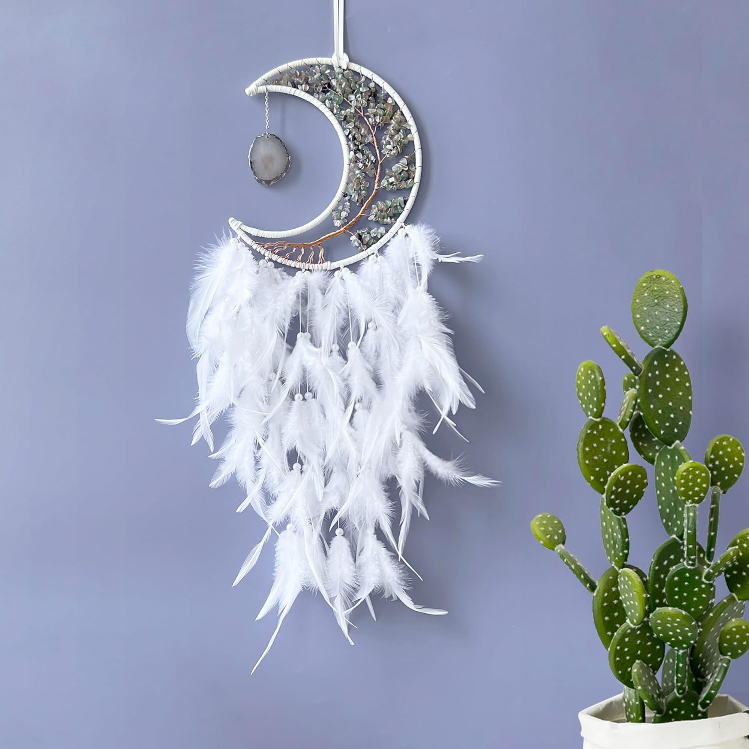 Moon Dream Catchers with Chakra Agate Stone