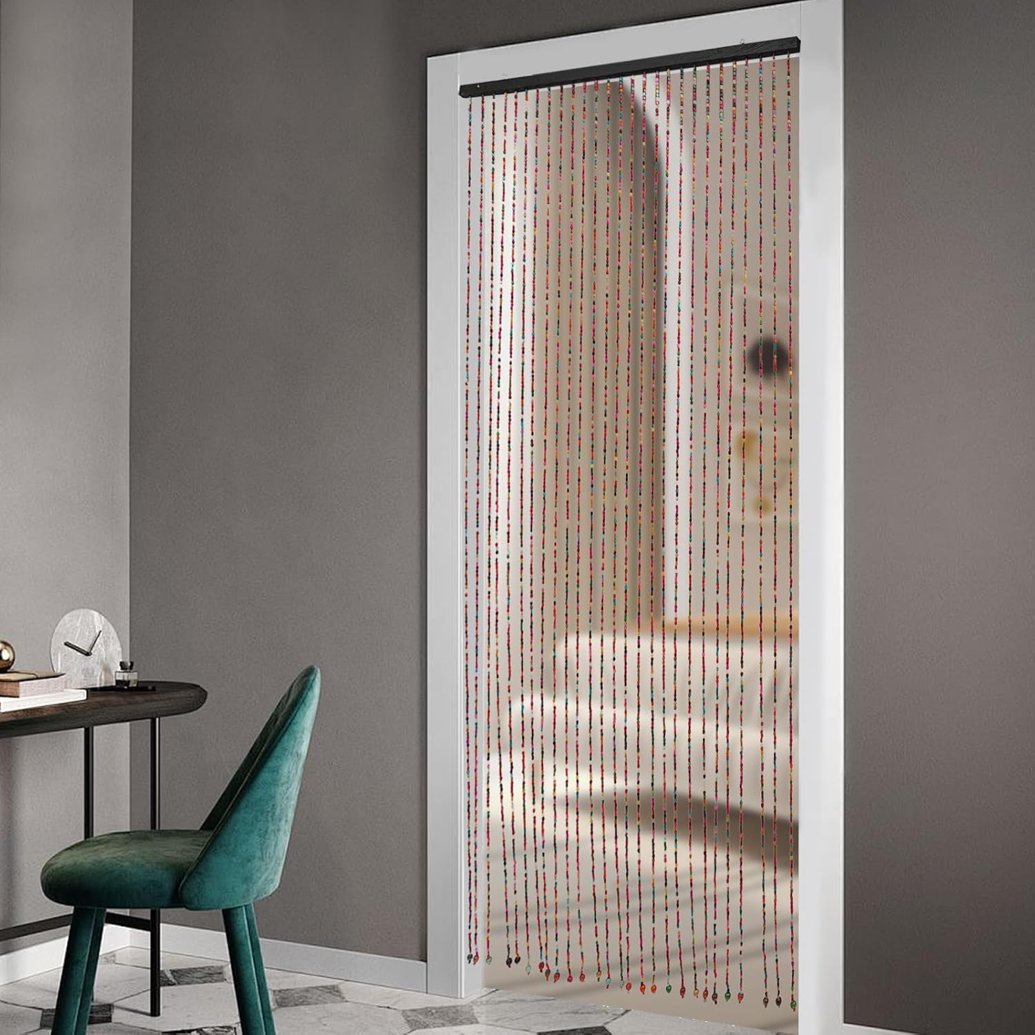 Wood Beaded Curtain for Doorway Room Divider 3543L x 689H