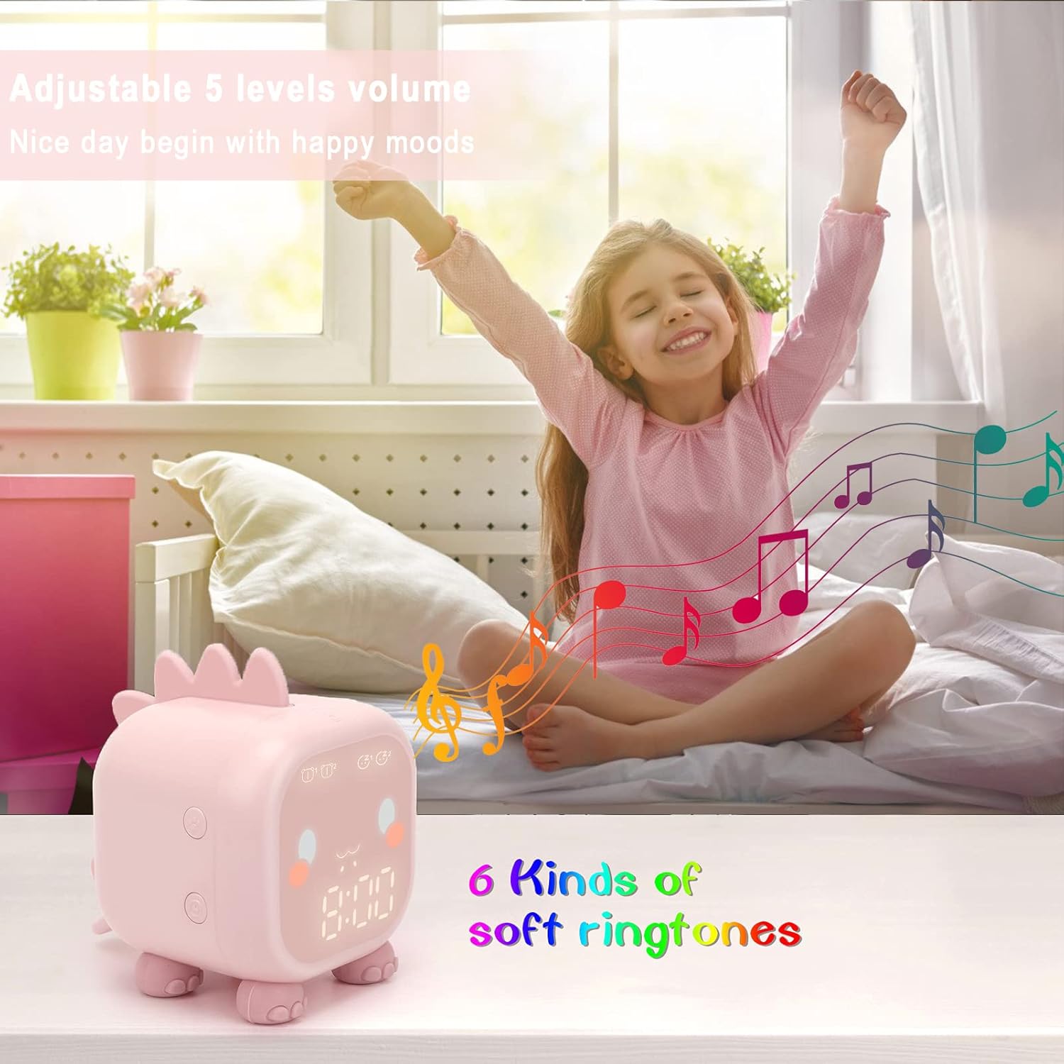 EZYBUY Dinosaur Alarm Clock for Kids with Night Light