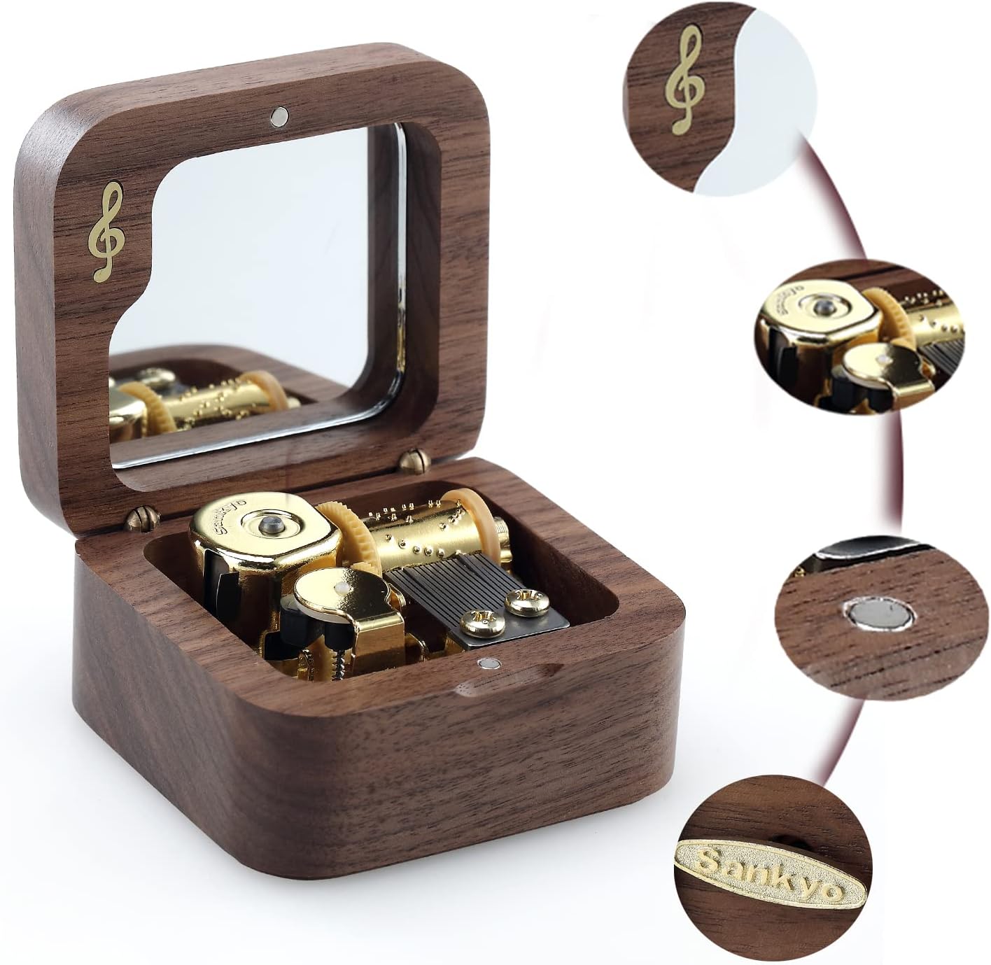 Wooden Wind-up Music Box with You Are My Sunshine Tune