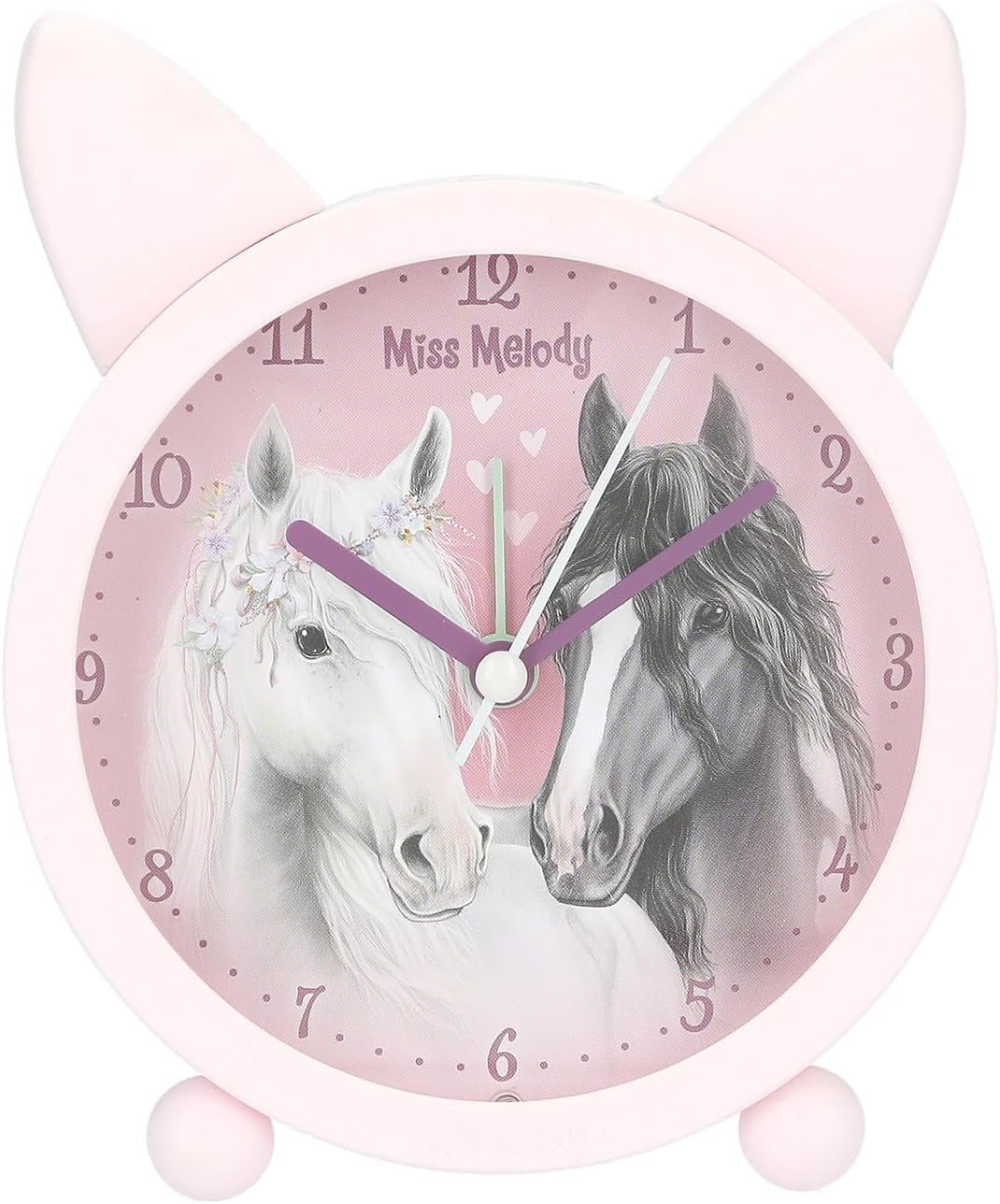 13260 Miss Melody Pink Alarm Clock with Horse Ears and Hearts