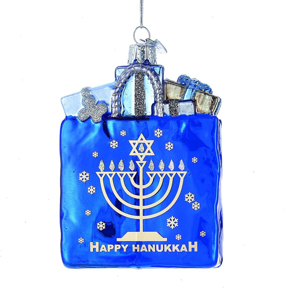 Kurt Adler 4 Inch Happy Hanukkah Glass Ornament