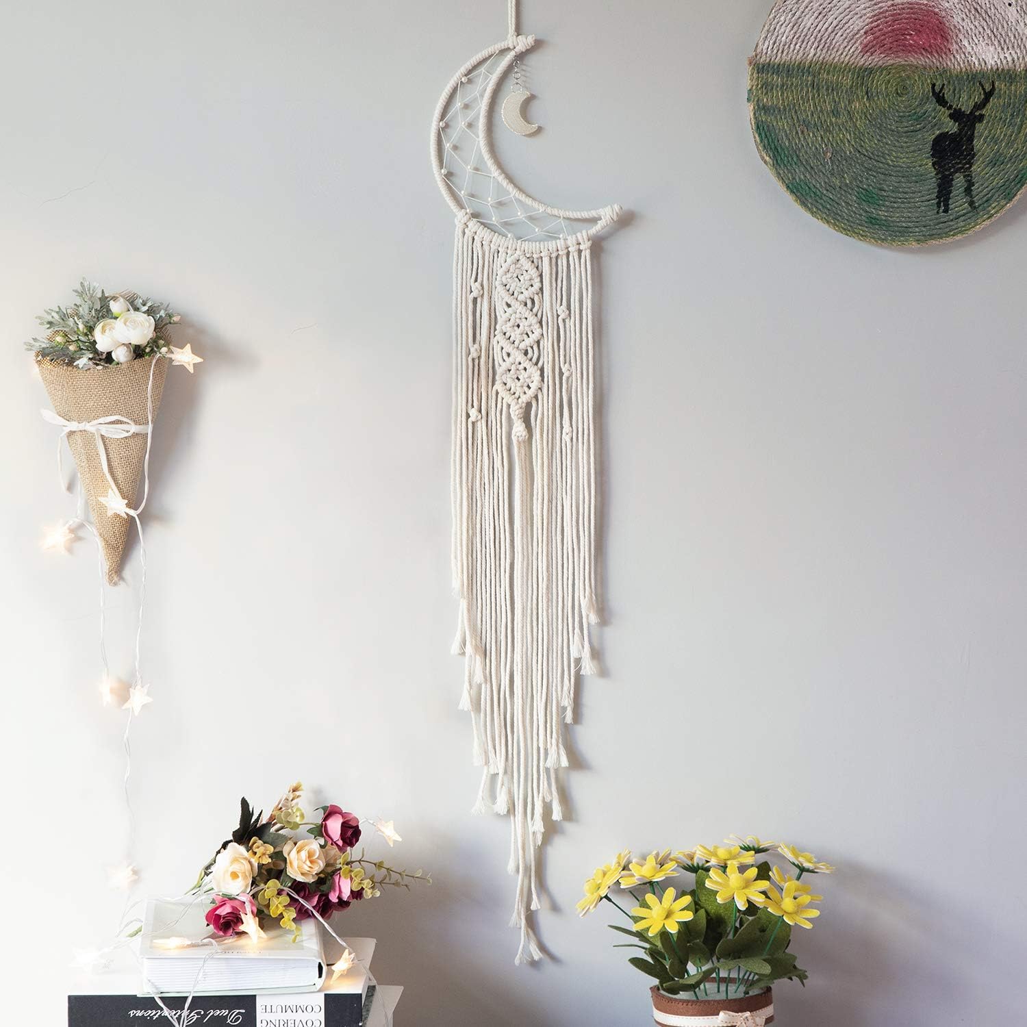 MOONFLY Dream Catcher with Moon Star Woven Wall Hanging Decoration