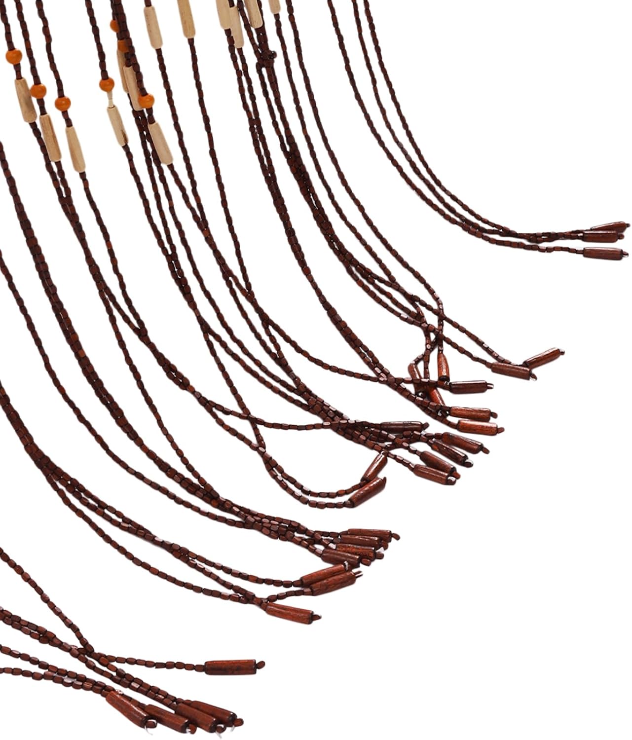 Beaded Curtain Door String with Bamboo and Wood Chocolate 355x82in