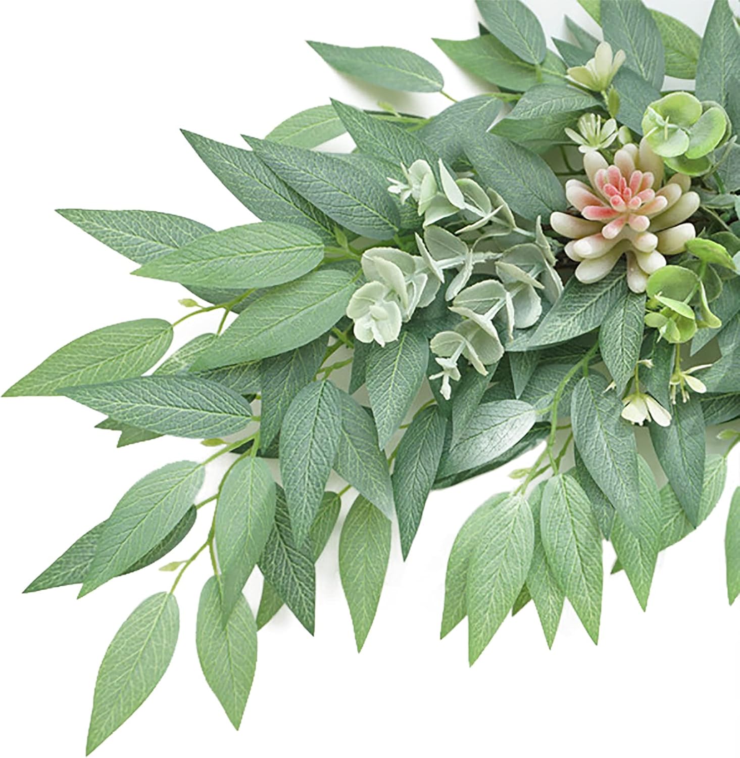 276 Inch Artificial Eucalyptus Swag with Succulents Spring Floral Wreath Green