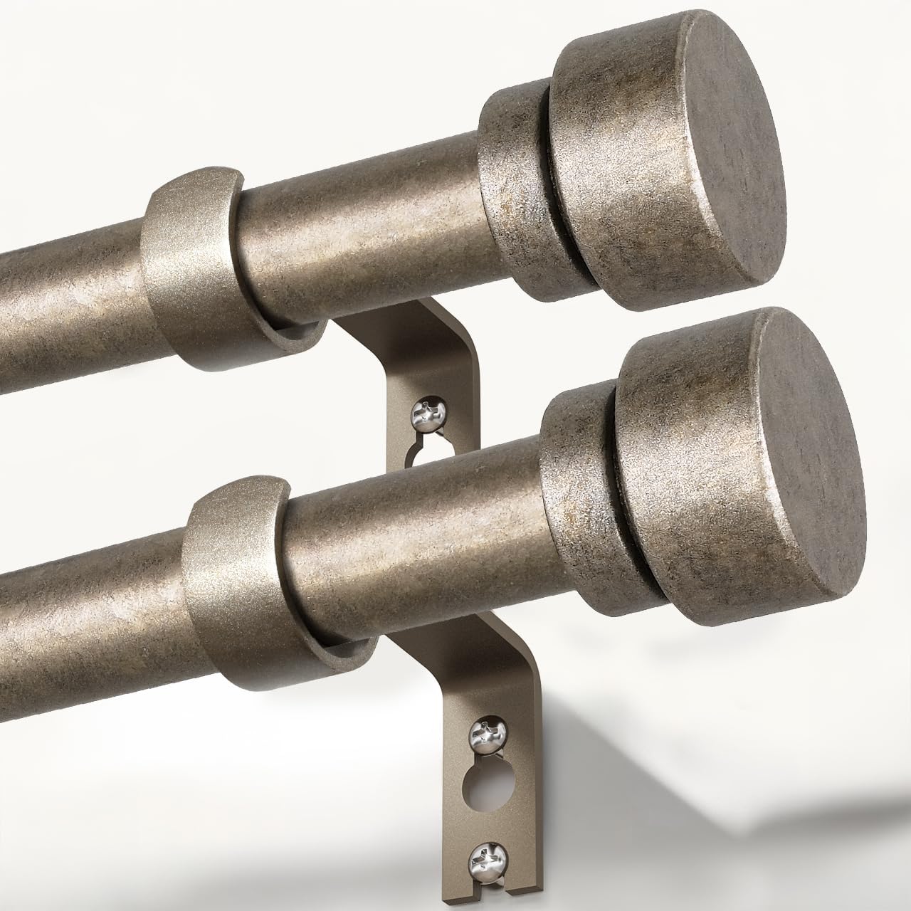 2 Pack Retro Silver Curtain Rods for Windows 66-120 Inches