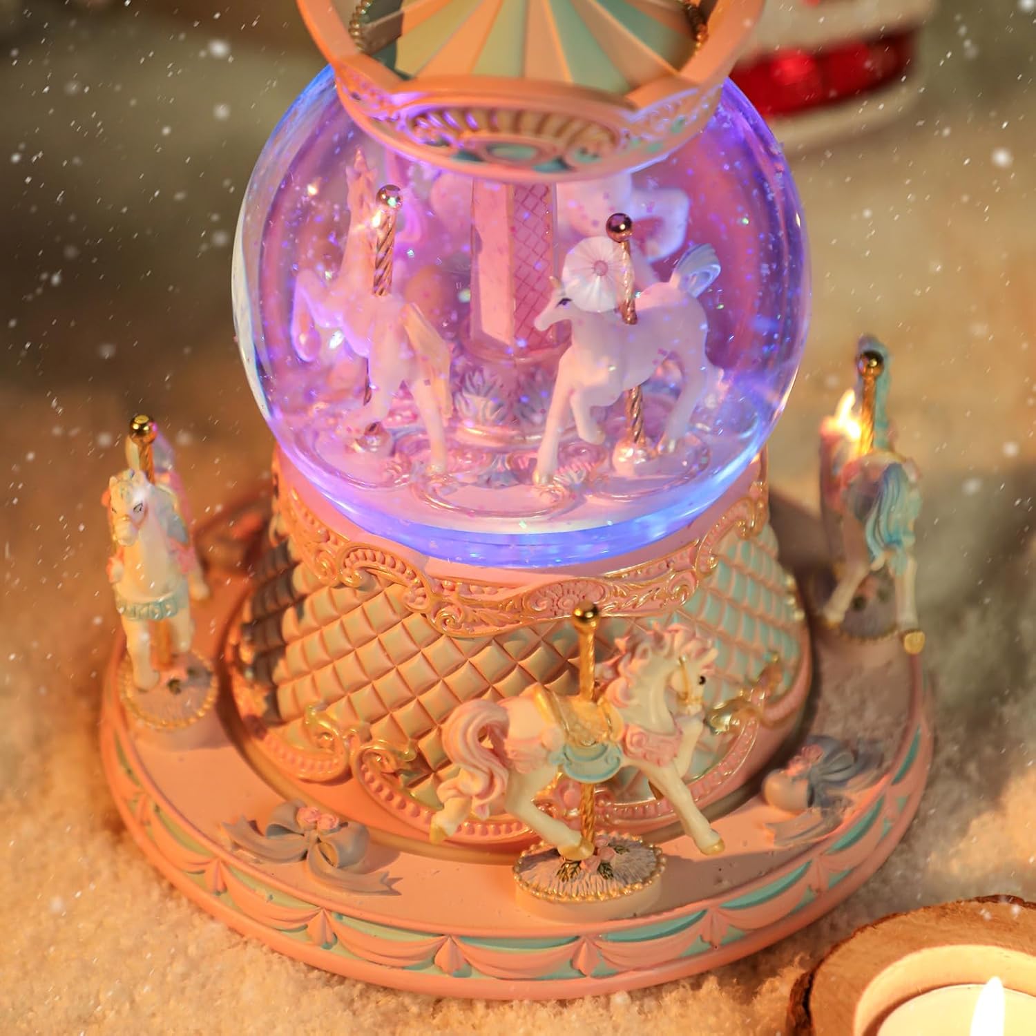 Love for You Gift Wrapped Music Box Unicorn Carousel