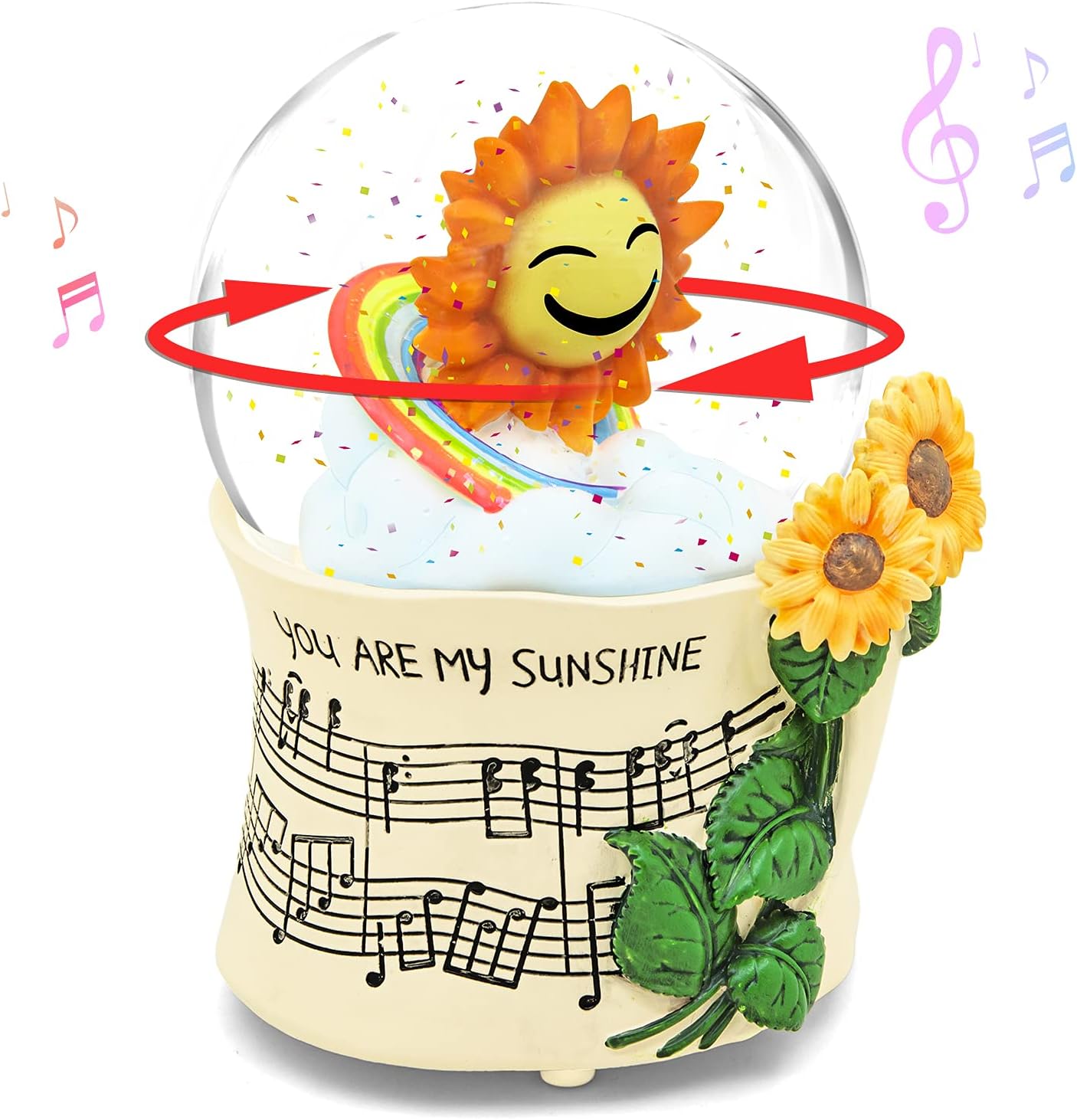 Sunflower Music Box with Light and Snow Globe