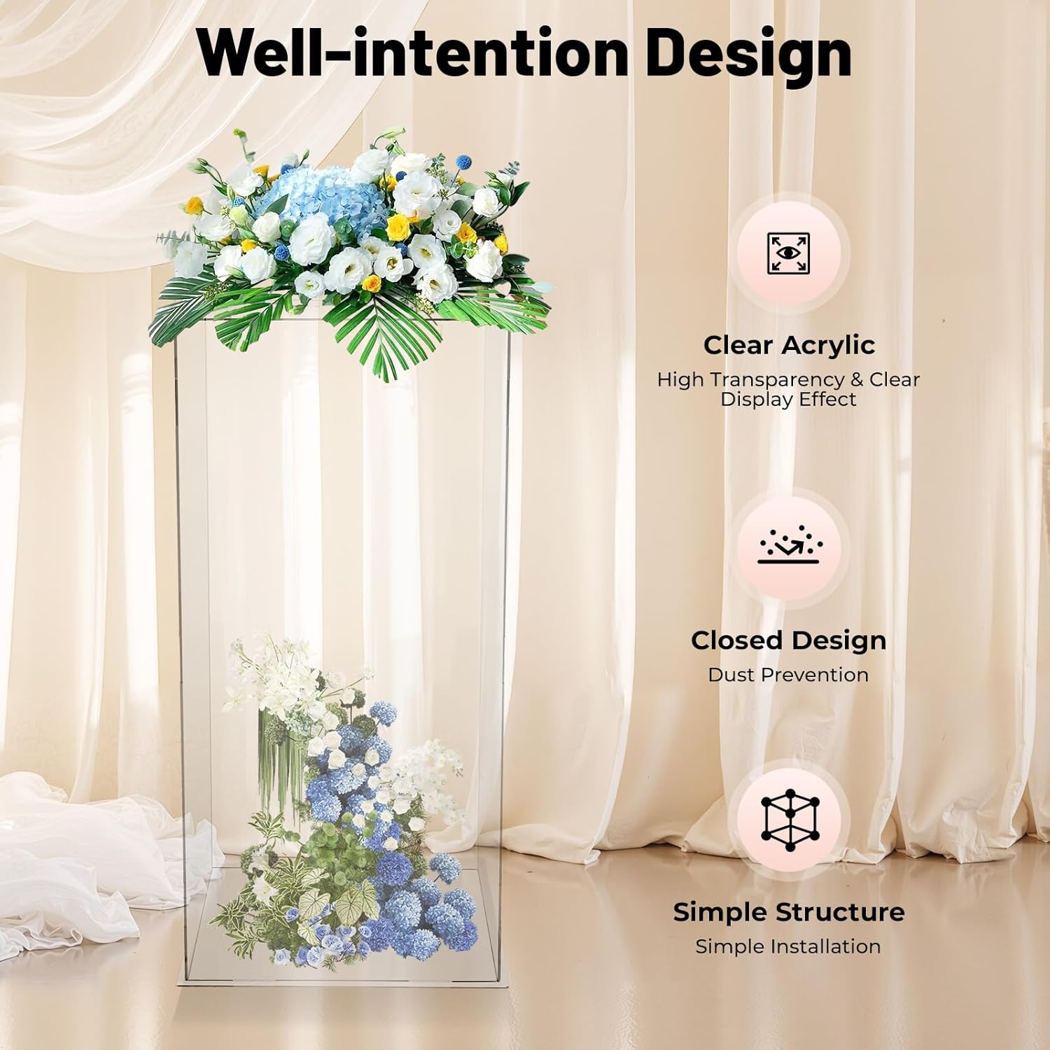 Clear Tall Acrylic Display Pedestal 12x12x24