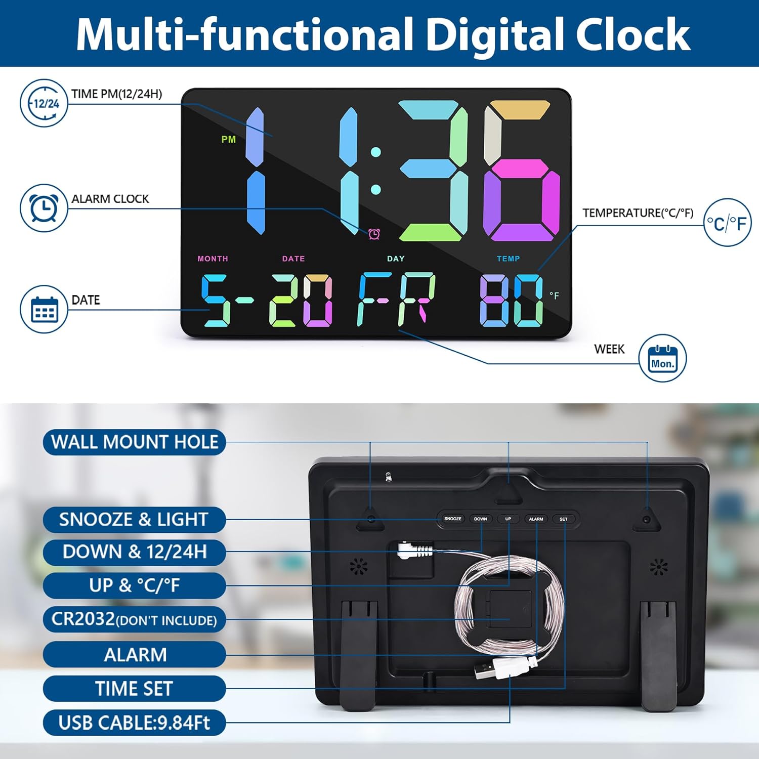 SZELAM Digital Wall Clock with Remote Control