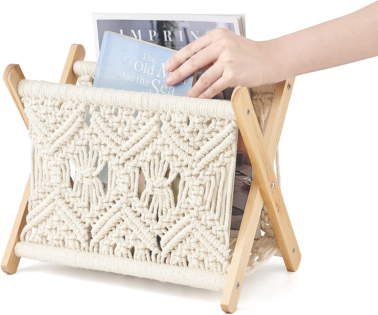Mkono Macrame Magazine Rack Boho Storage Holder