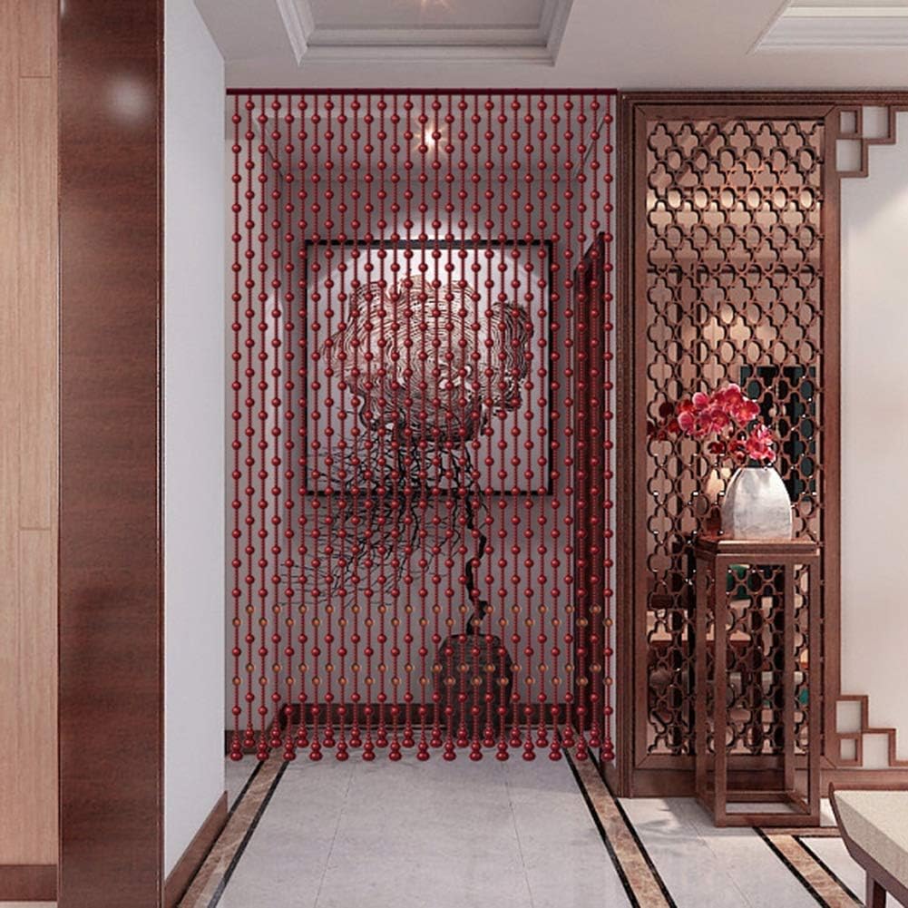 OKUOKA 21 Strands Beaded Door Curtain Red Wine