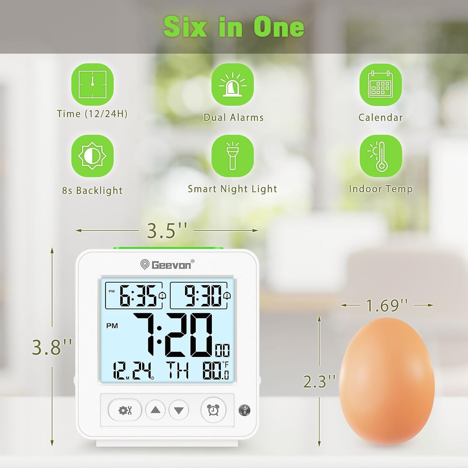 Geevon Smart Night Light Alarm Clock with Dual Alarm and Temperature Monitor