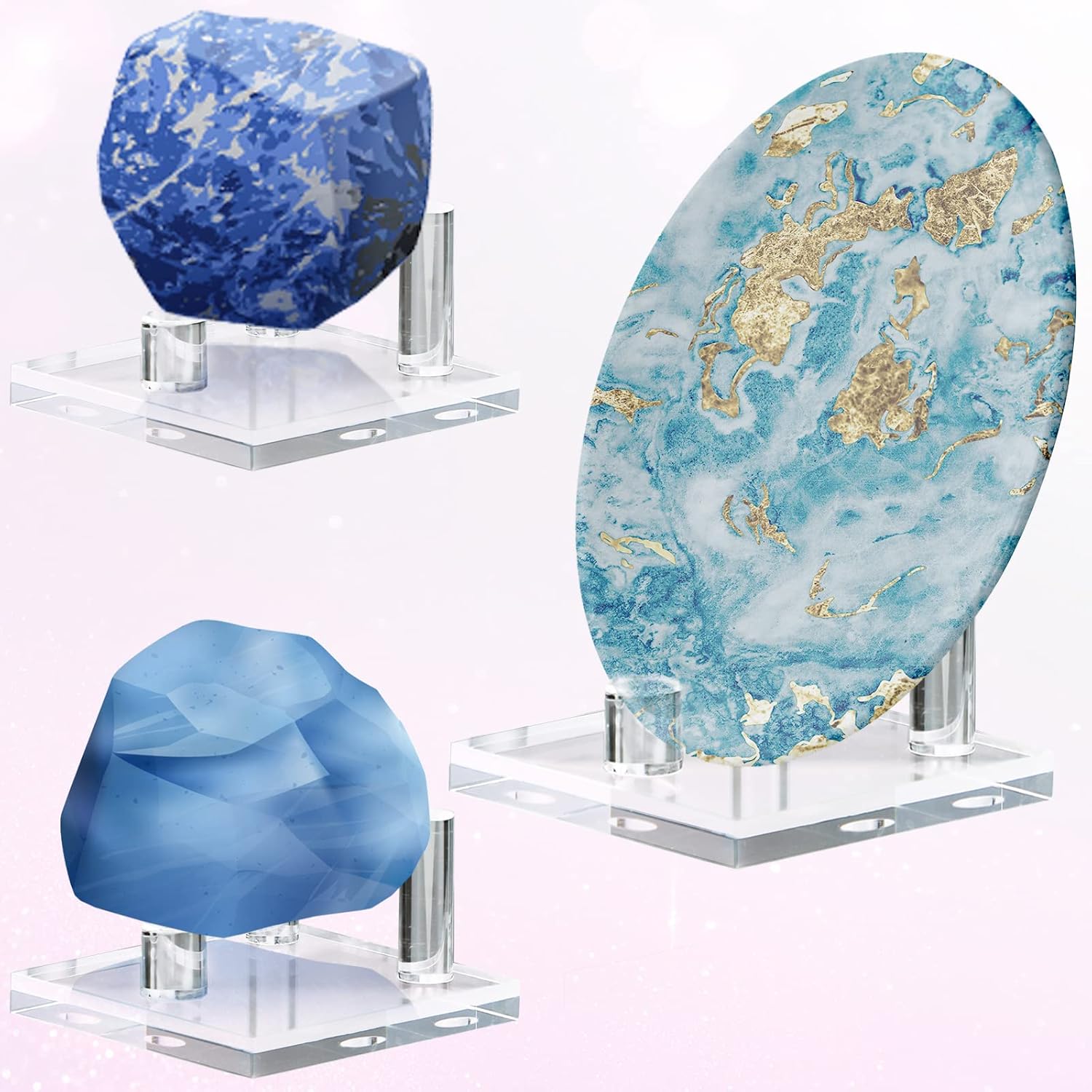 Weysat 8 Pcs Rock Display Stand Clear Acrylic Easel