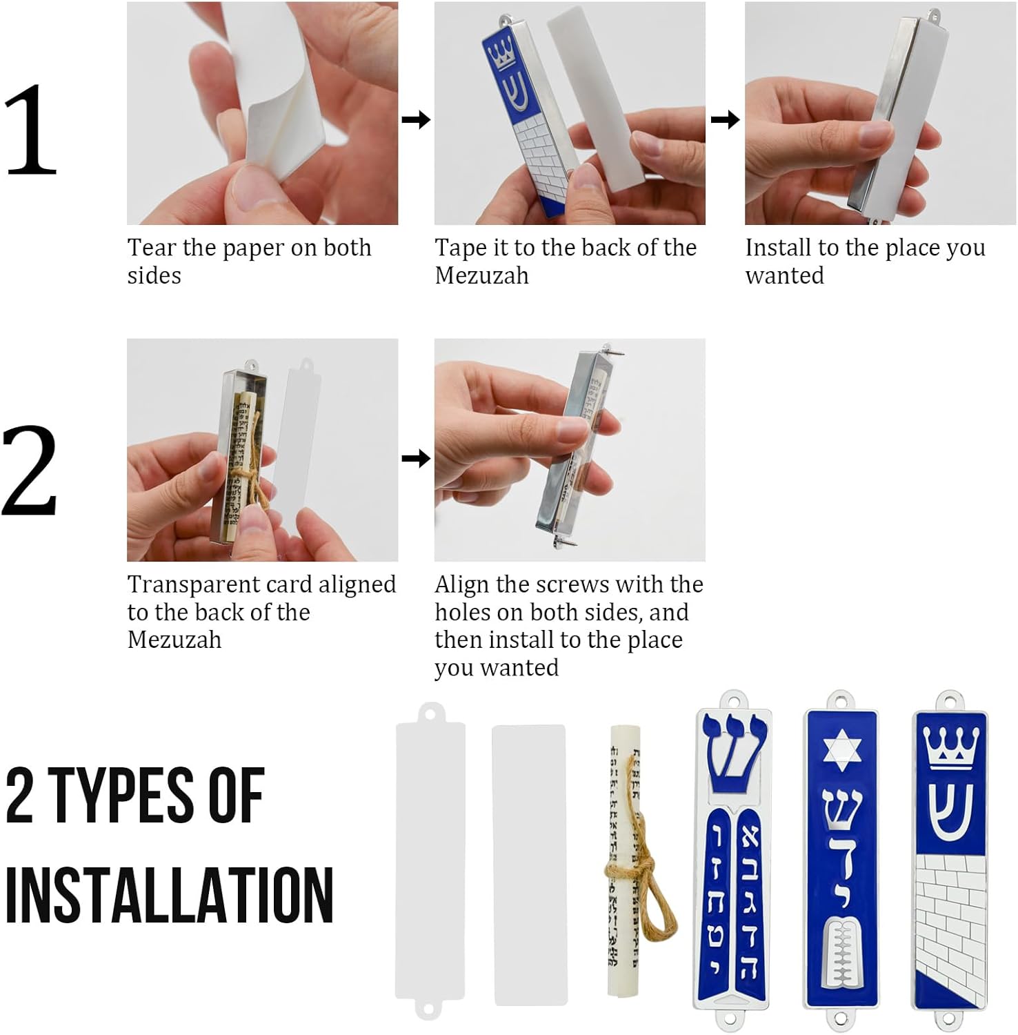 MrMrKura 3-Piece Mezuzah Set with Scroll